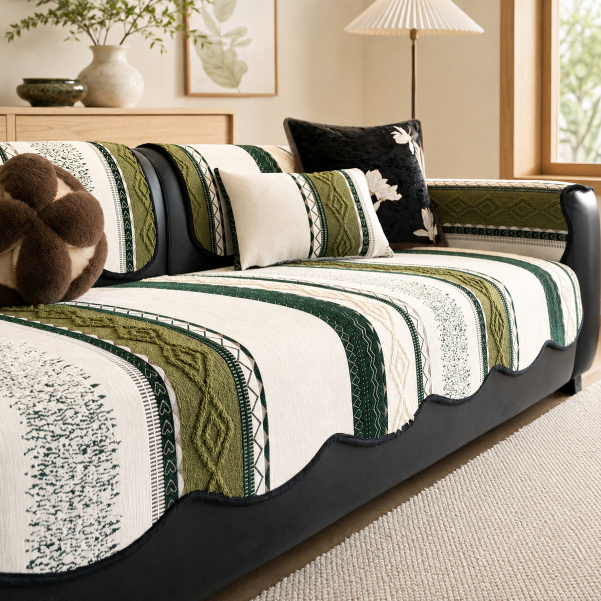 Heritage Weave Chenille Sofa Cover | Non-Slip & Machine Washable