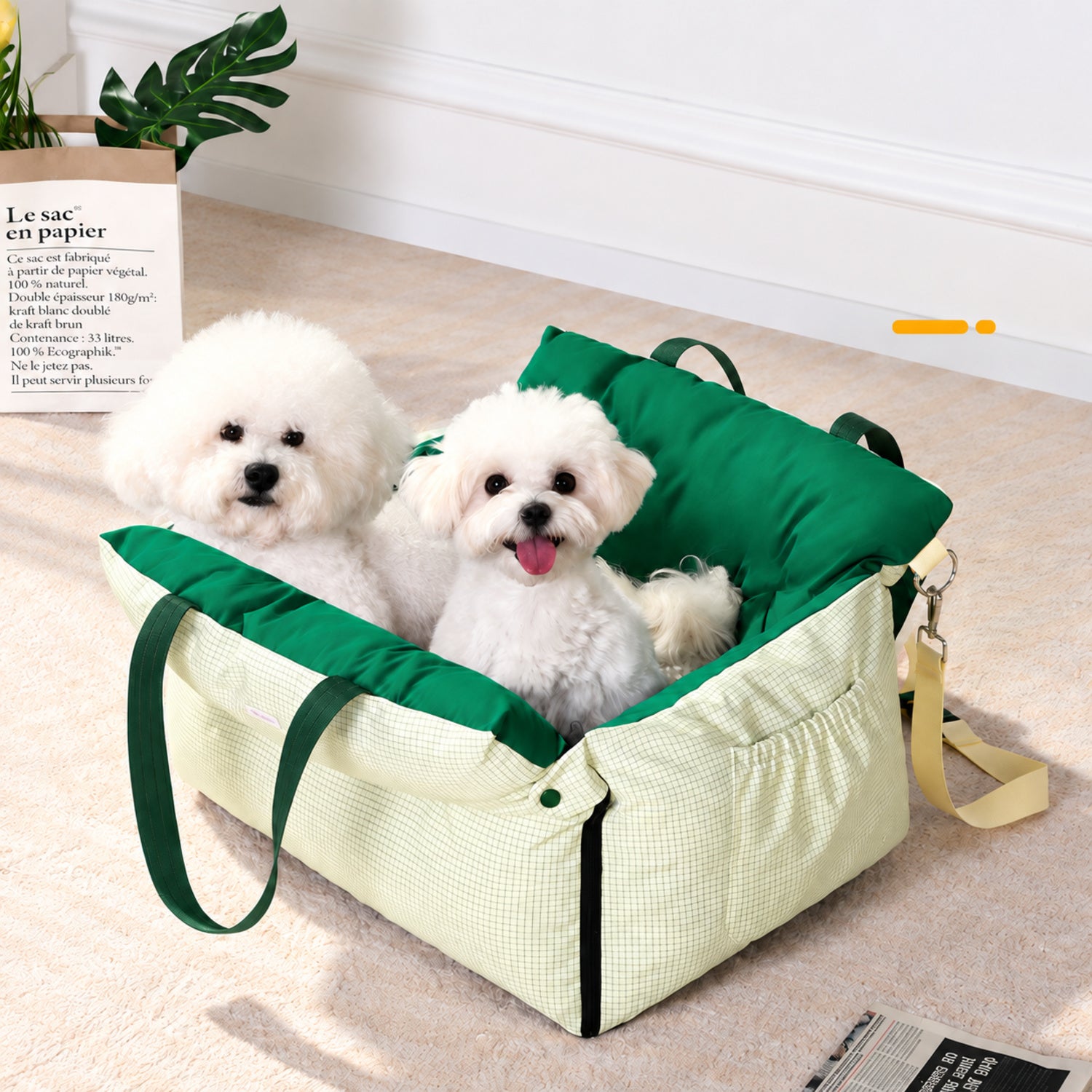 Easy-Clean Pet Car Seat & Bed for Small Dogs & Cats