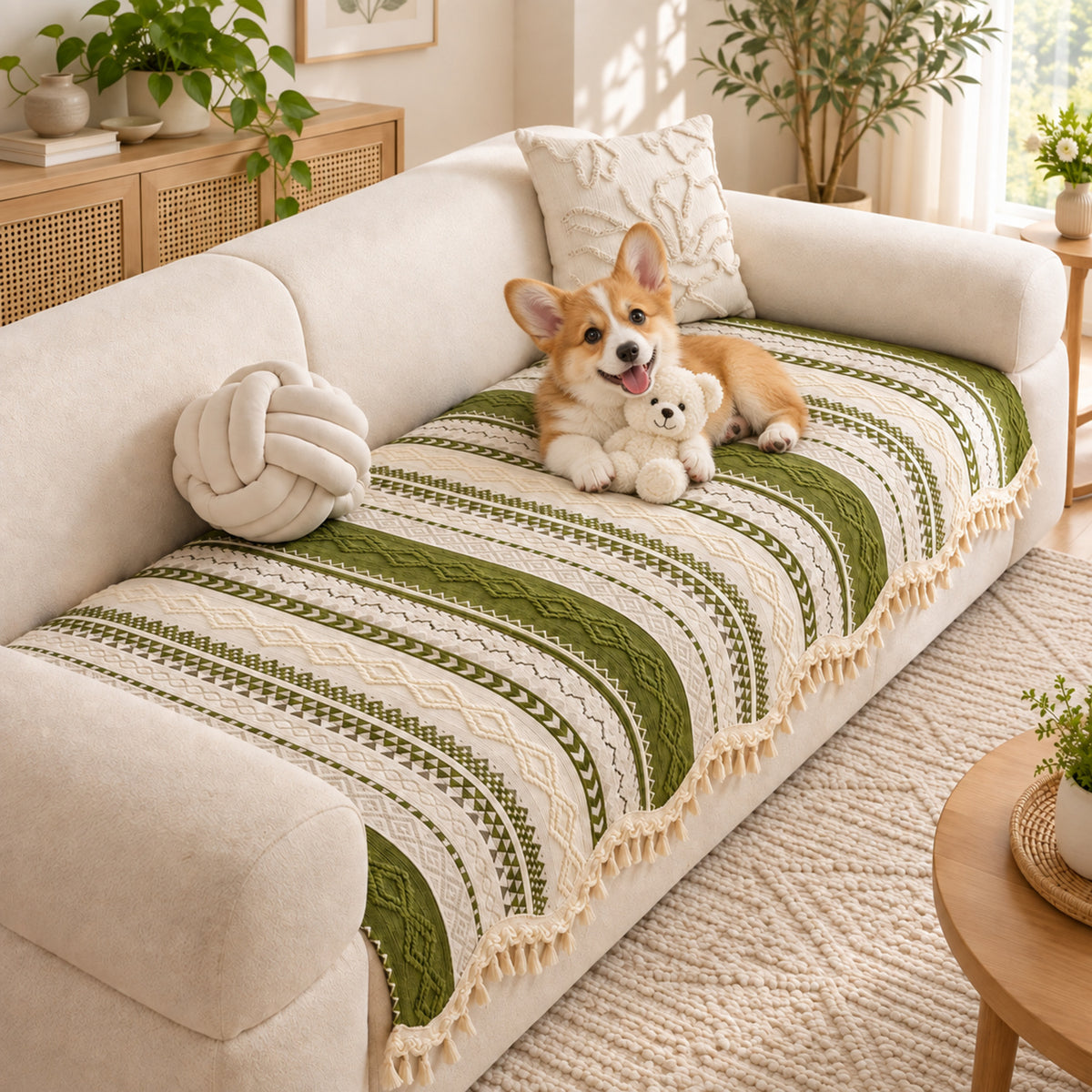 Heritage Chenille Sofa Cover | Non-Slip & Machine Washable