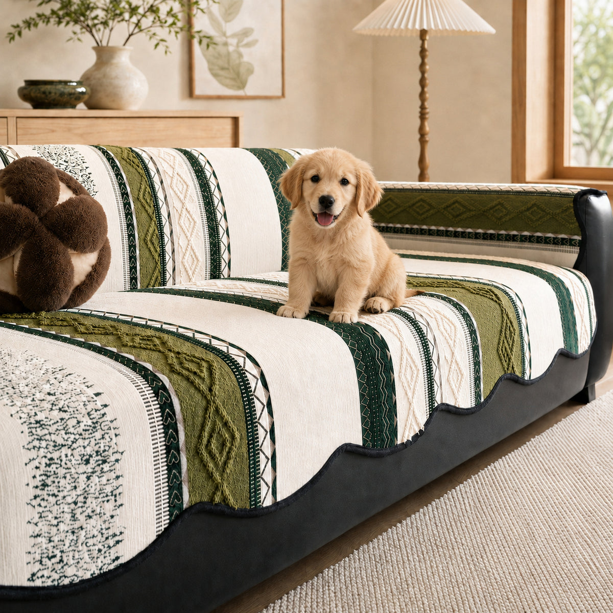 Heritage Weave Chenille Sofa Cover | Non-Slip & Machine Washable