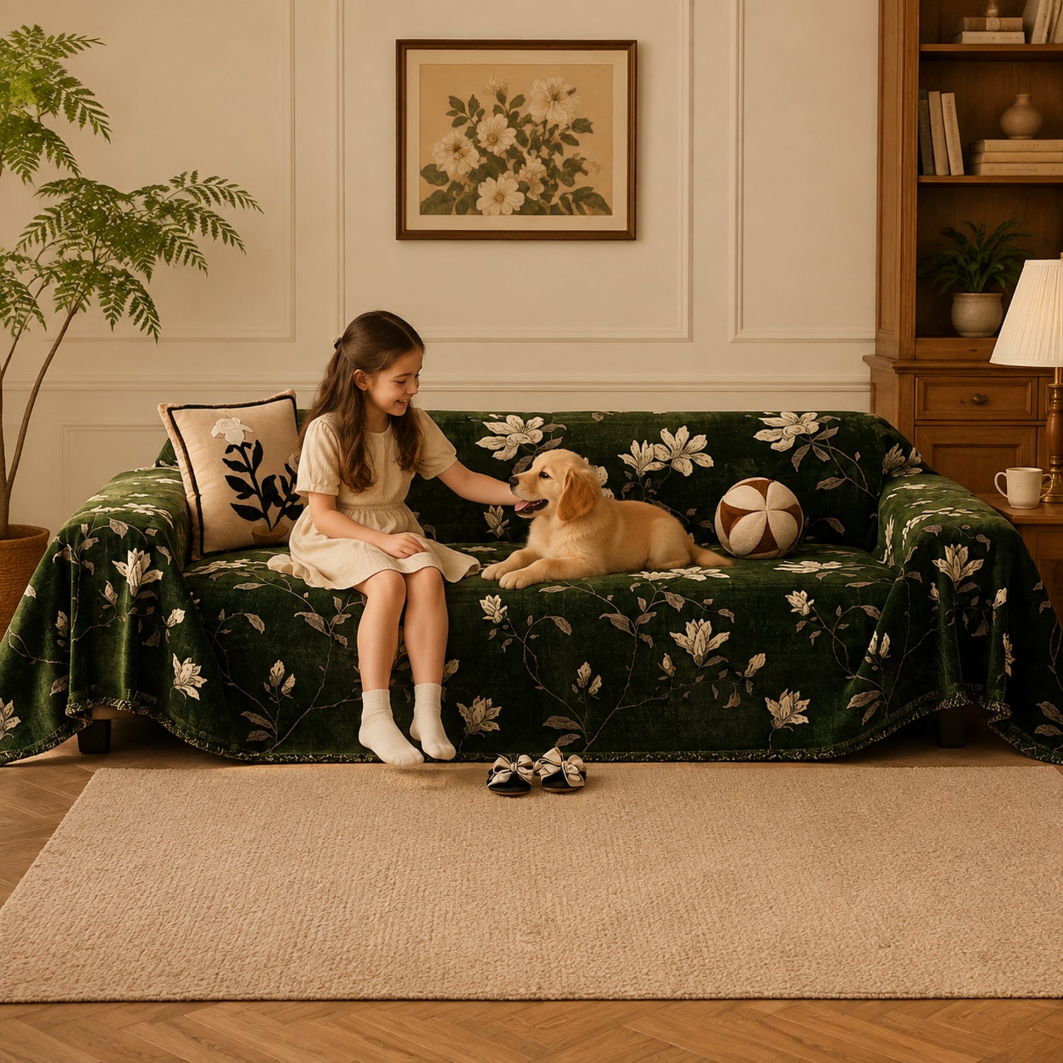 Magnolia Garden Chenille Sofa Throw | All-Season Sofa Protector