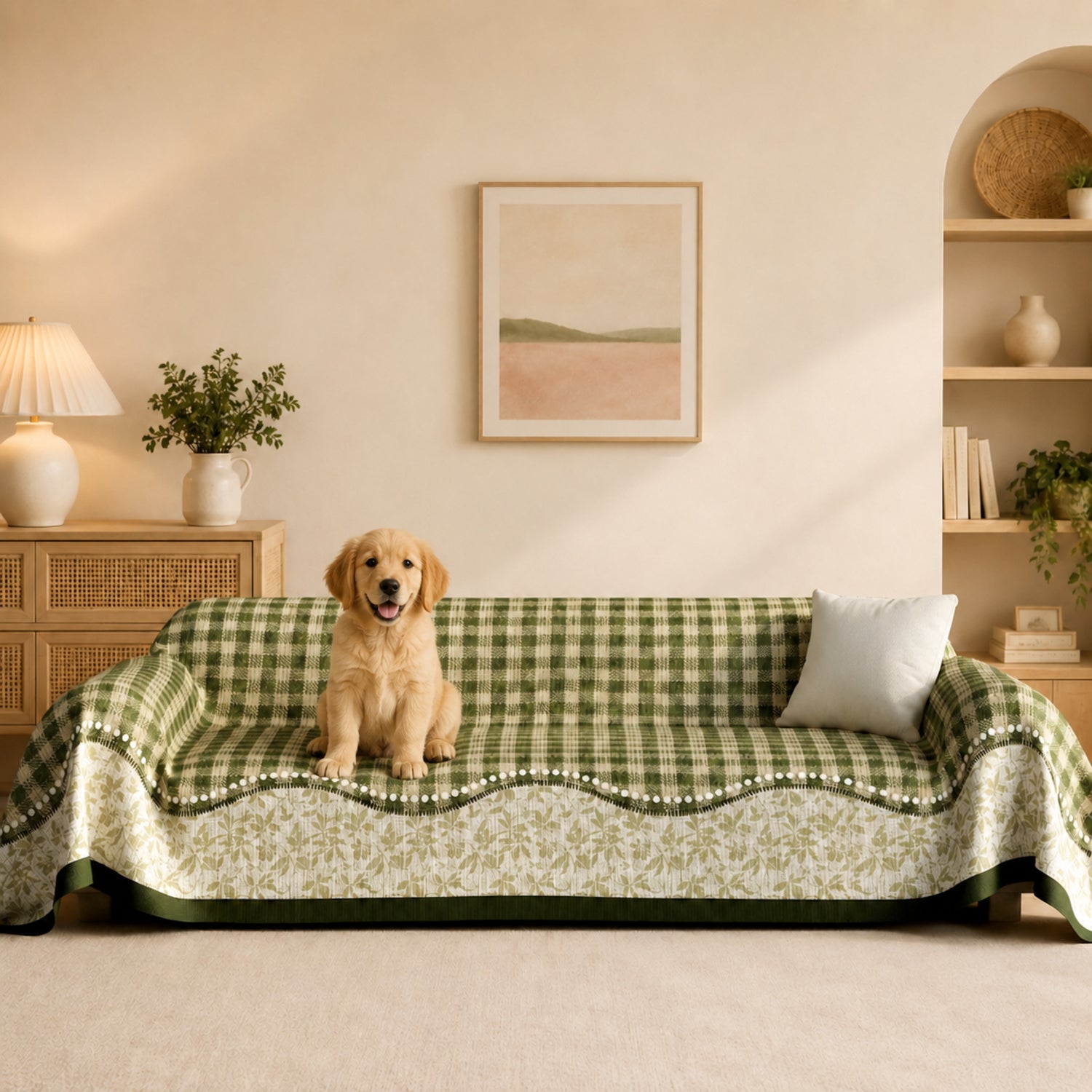 Countryside Plaid Sofa Throw | Soft Machine-Washable Full Sofa Protector