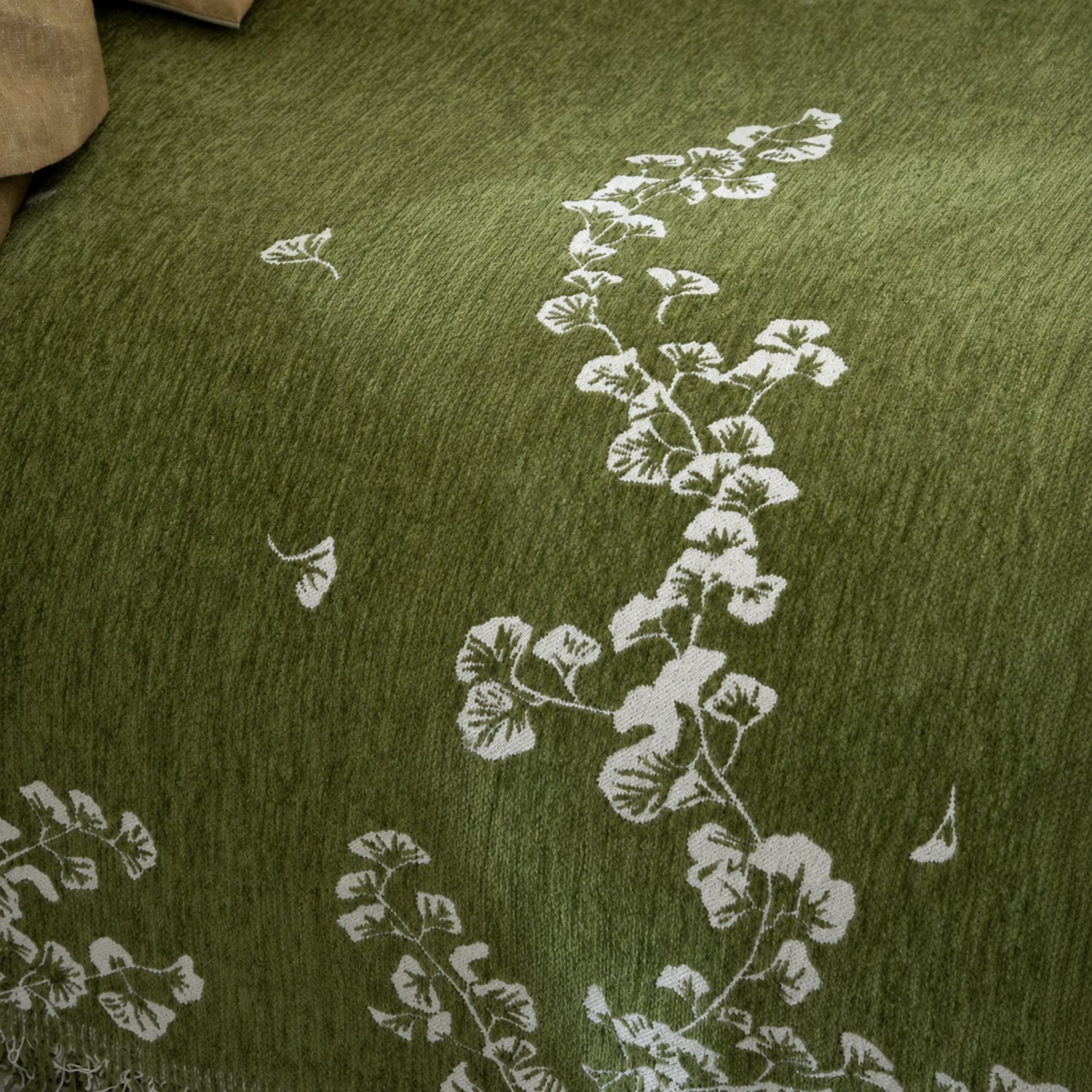 Olive Blossom Sofa Throw | Chenille Machine-Washable All-Season