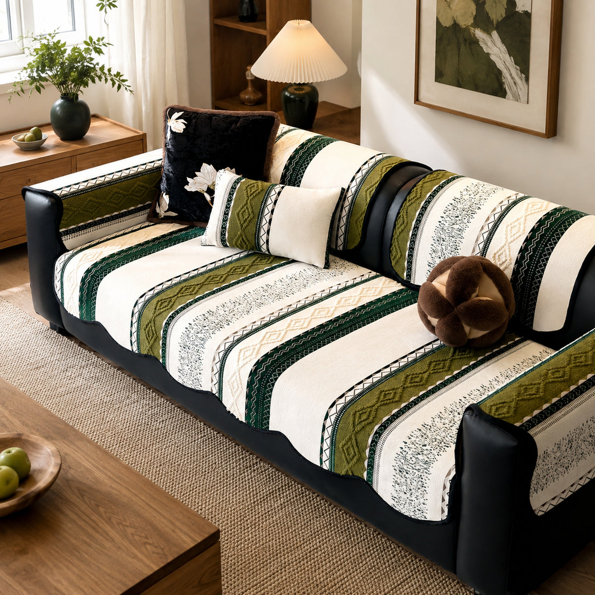 Heritage Weave Chenille Sofa Cover | Non-Slip & Machine Washable