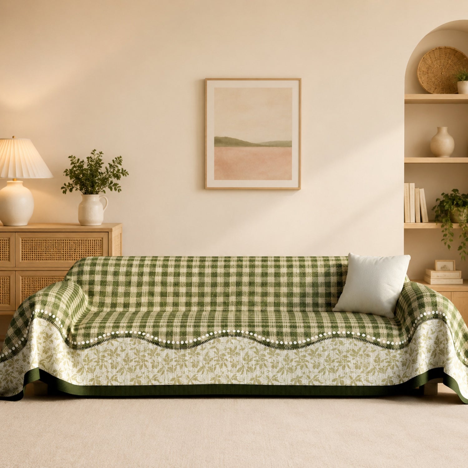 Countryside Plaid Sofa Throw | Soft Machine-Washable Full Sofa Protector