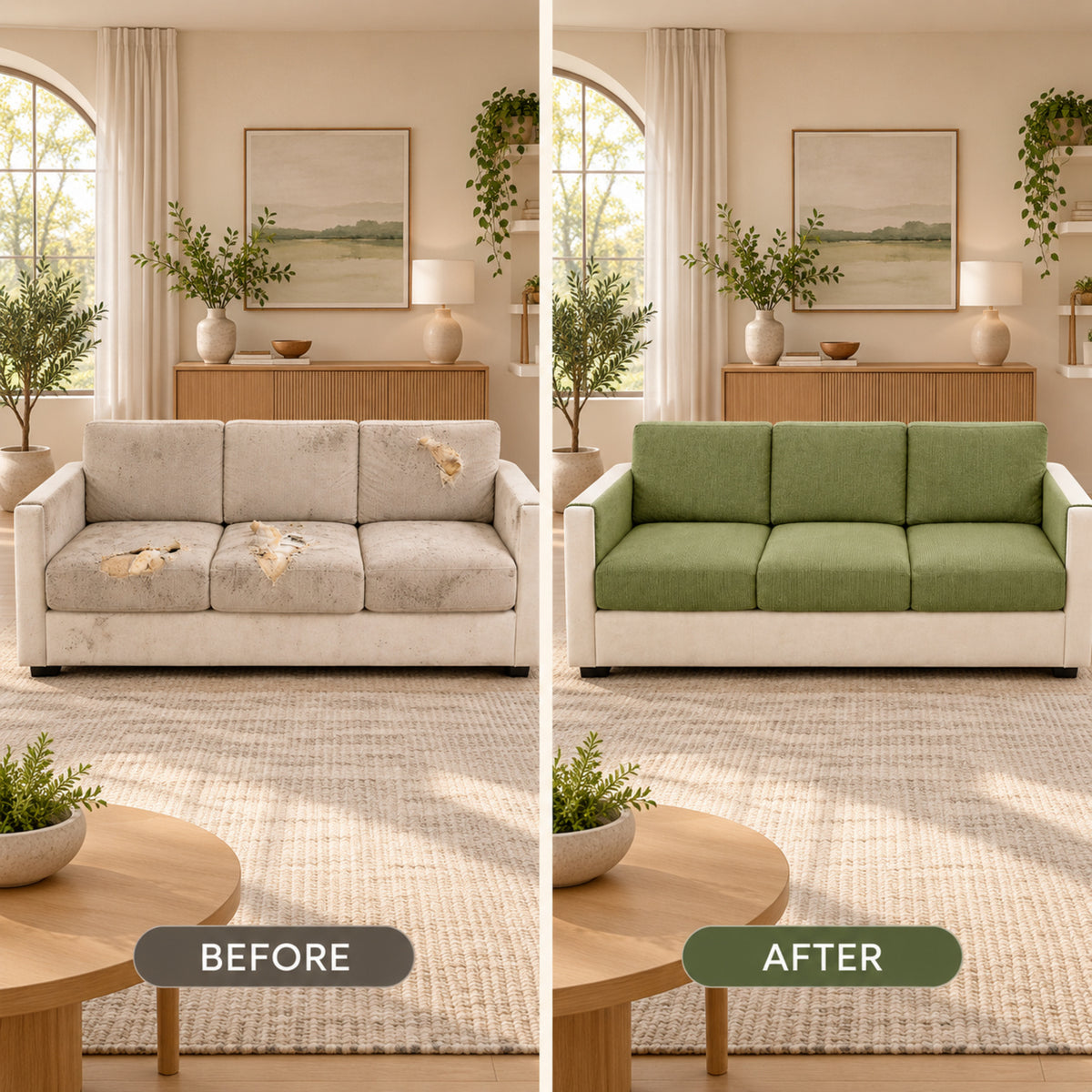 Striped Corduroy Stretch Sofa Cushion Covers | Scratch-Resistant Washable Sofa Protector
