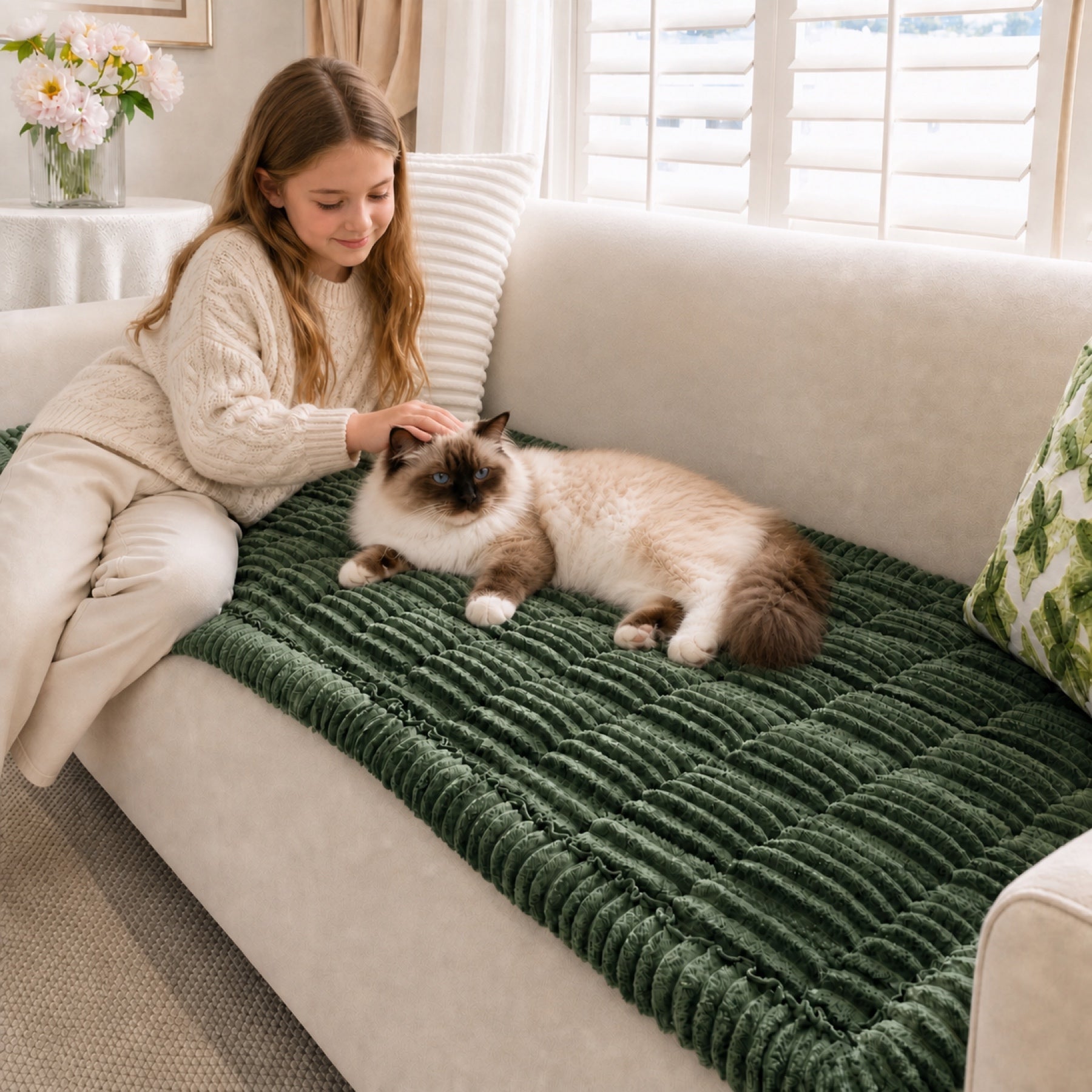 Pet Mat Couch Cover | Non Slip Breathable | Sofa Protector | Soft Washable | Woofing Deals