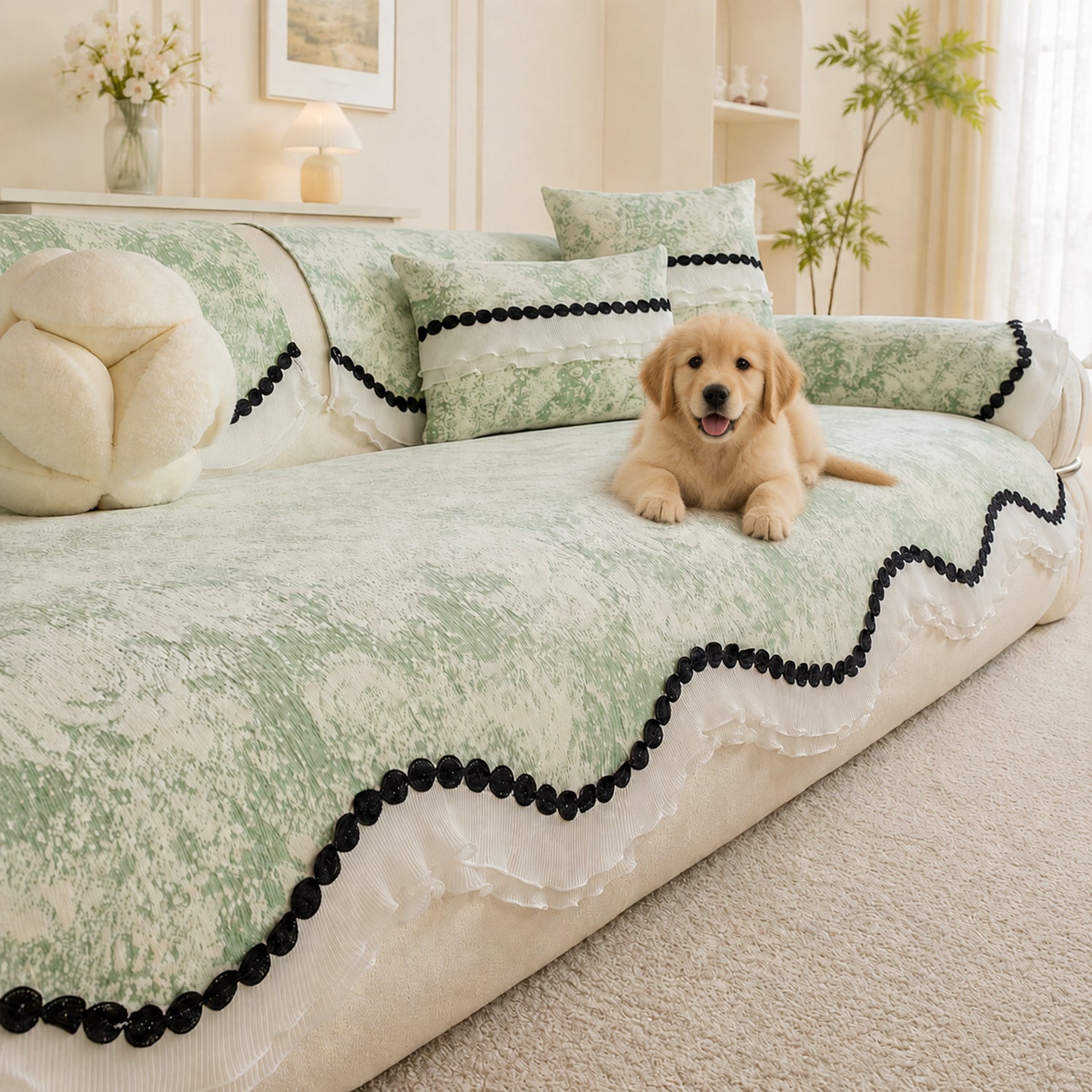 Vintage Bobble Sofa Cover | Non-Slip Machine-Washable | All Season