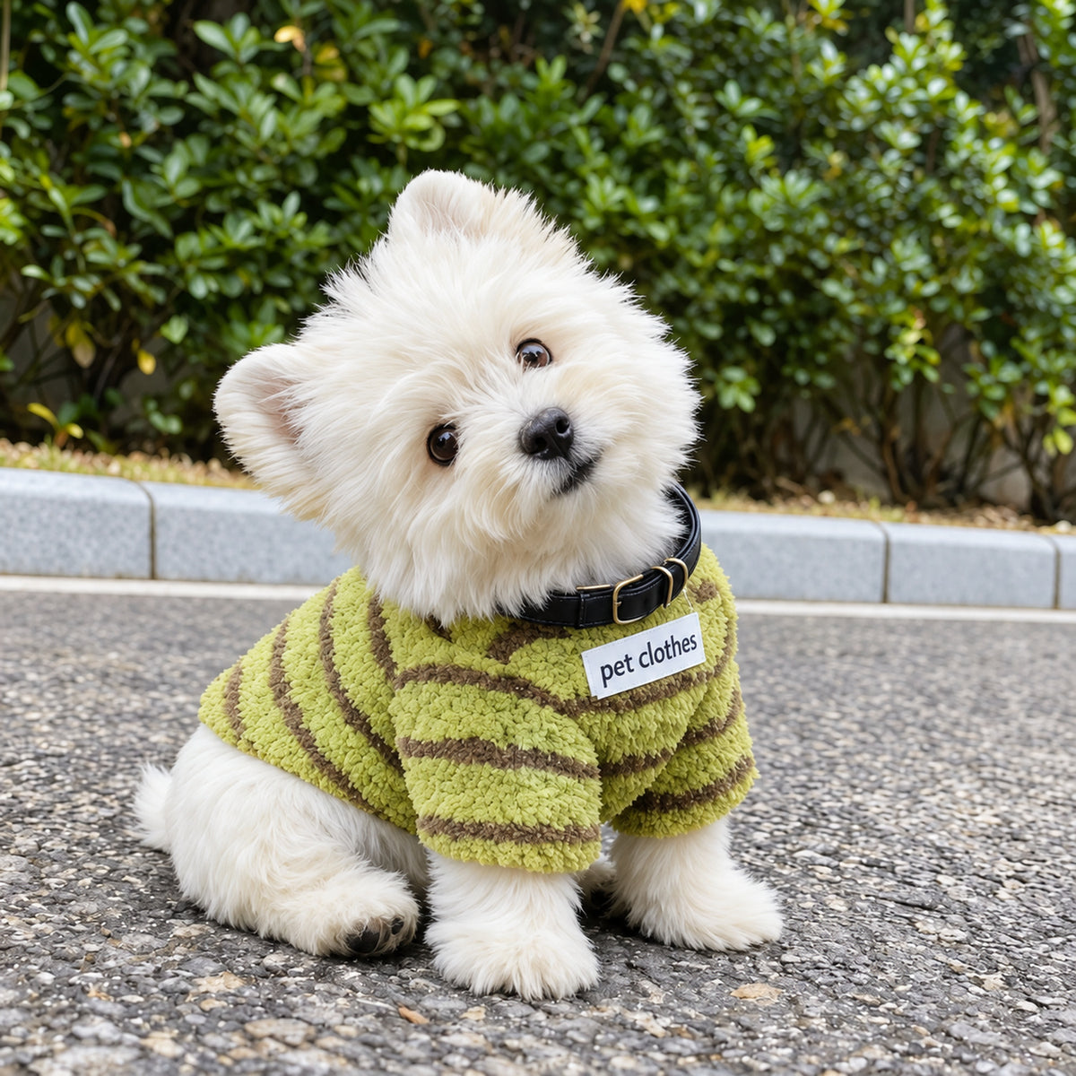 Cosy Striped Dog Jumper | Soft Fleece with Lead Ring | Autumn & Winter