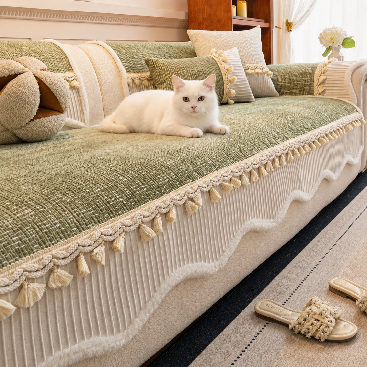 Tassel Weave Chenille Sofa Cover| Non-Slip Scratch-Resistant