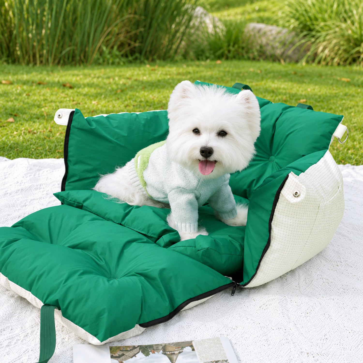 Easy-Clean Pet Car Seat & Bed for Small Dogs & Cats