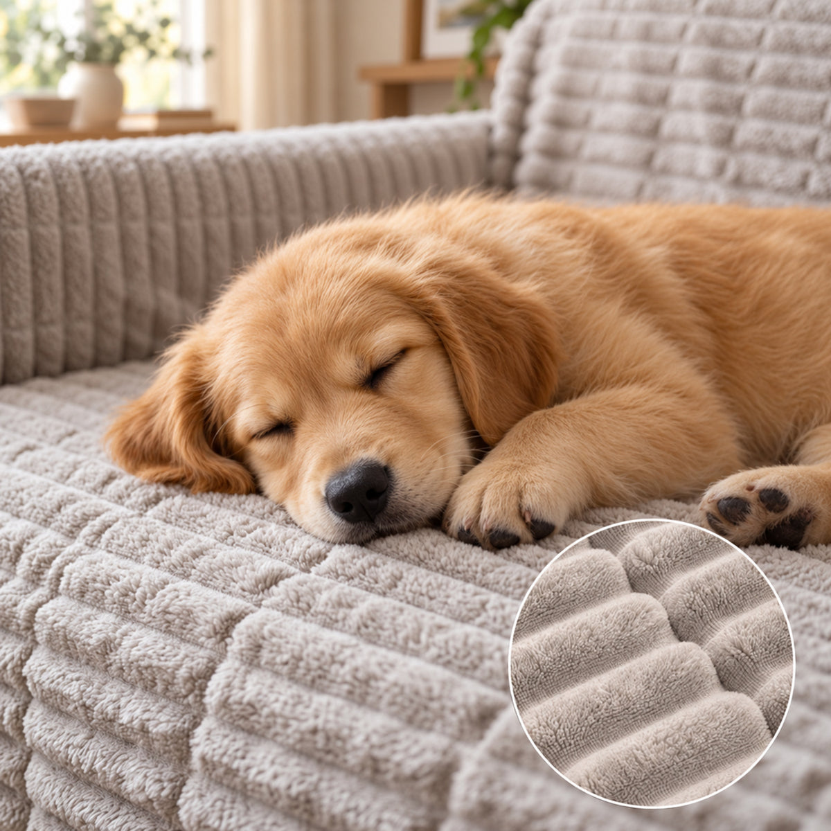 Flannel Recliner Sofa Cover | One-Piece Non-Slip Pet Protector with Elastic Straps