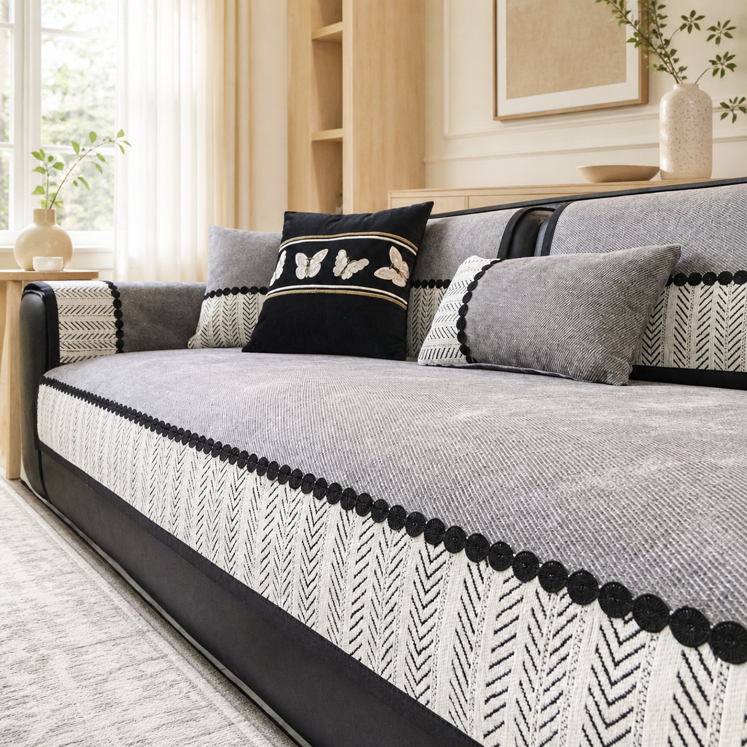 Herringbone Sofa Protector | Chenille Non-Slip All-Season Cover