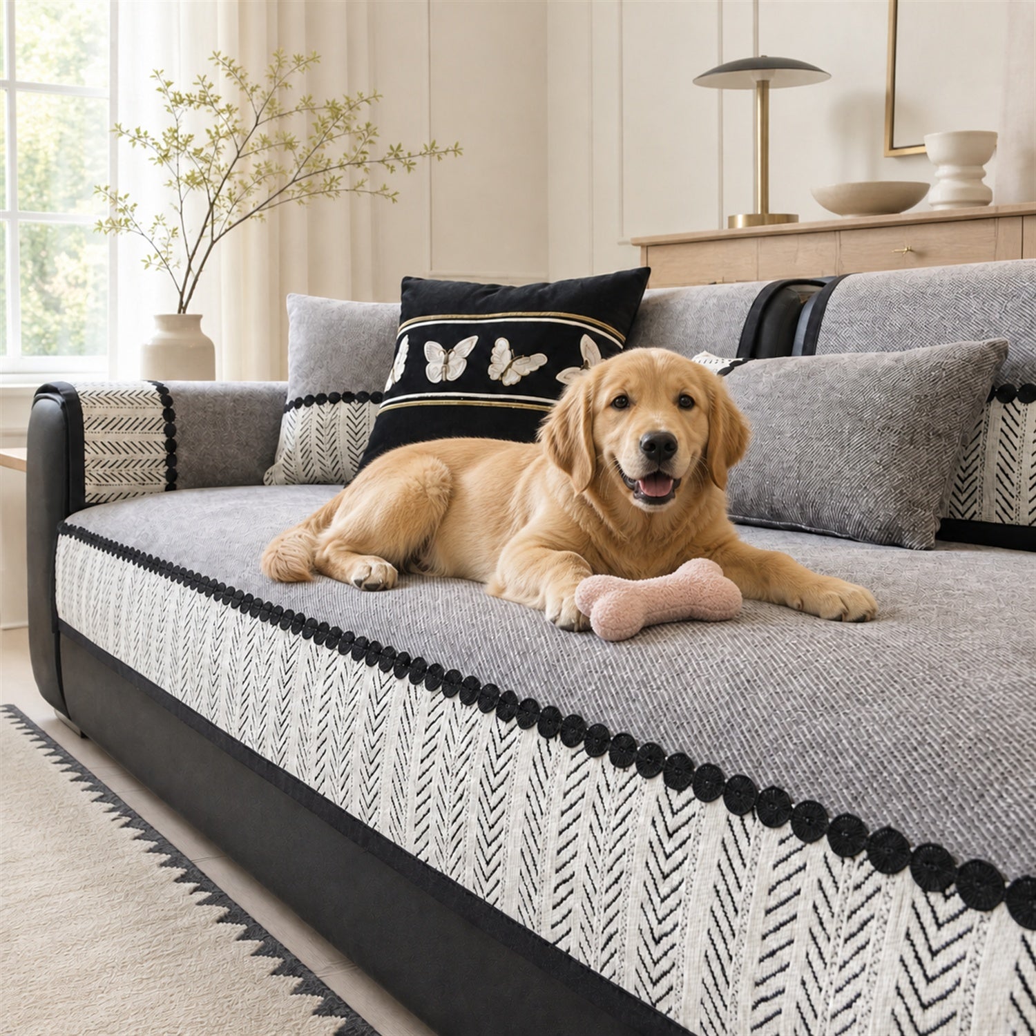 Herringbone Sofa Protector | Chenille Non-Slip All-Season Cover