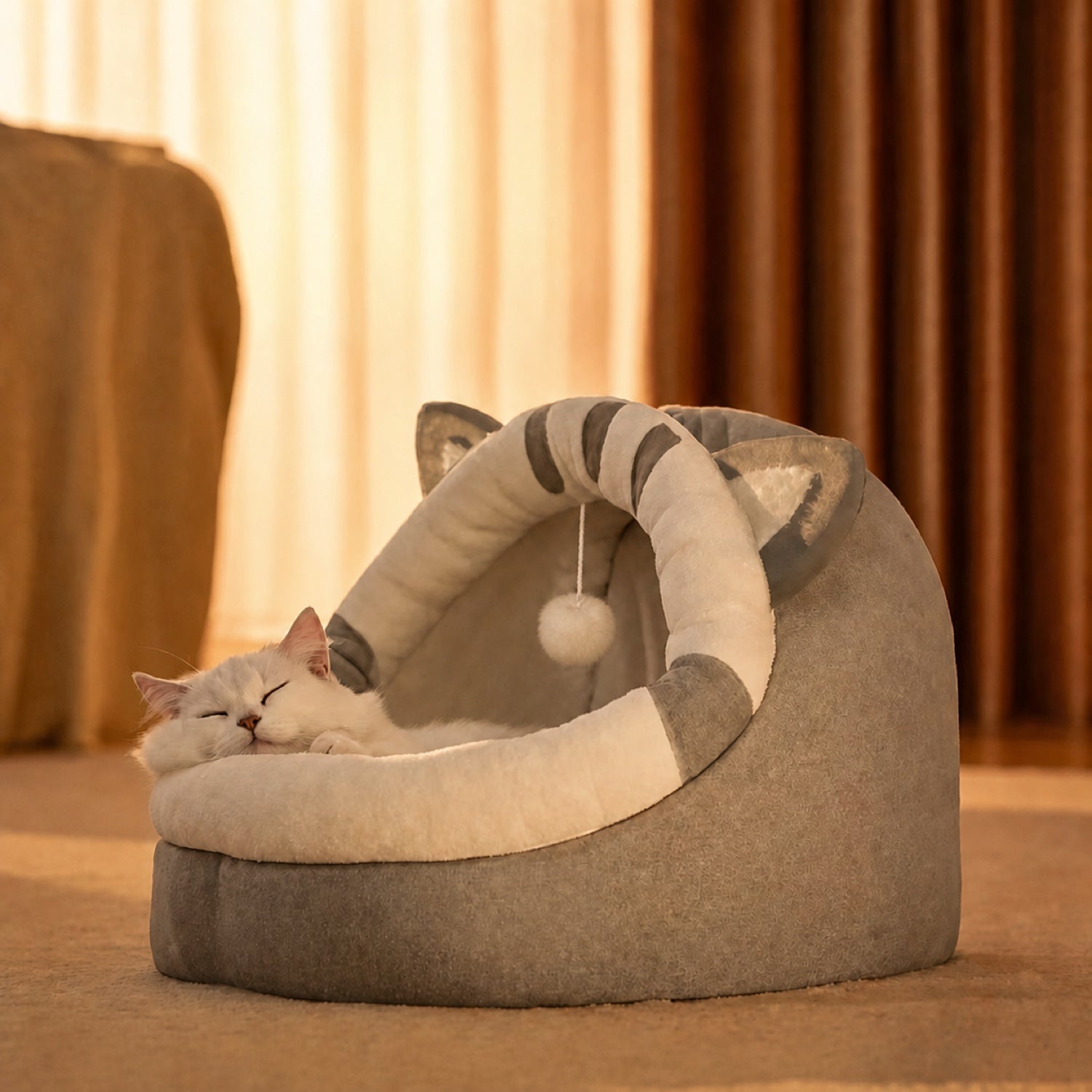 Foldable Cat House | Washable Enclosed Bed | Anti-Slip Base