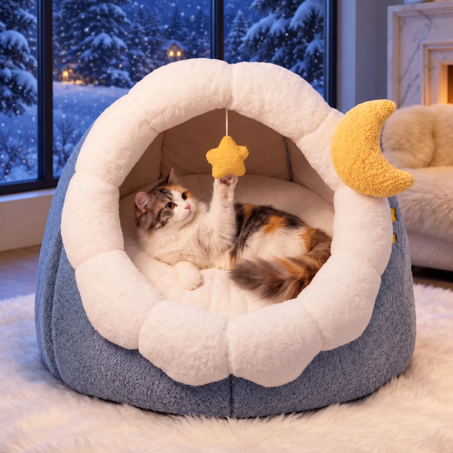 Moonlight Pet Bed for Cats & Small Dogs | Soft Plush | Warm & Washable