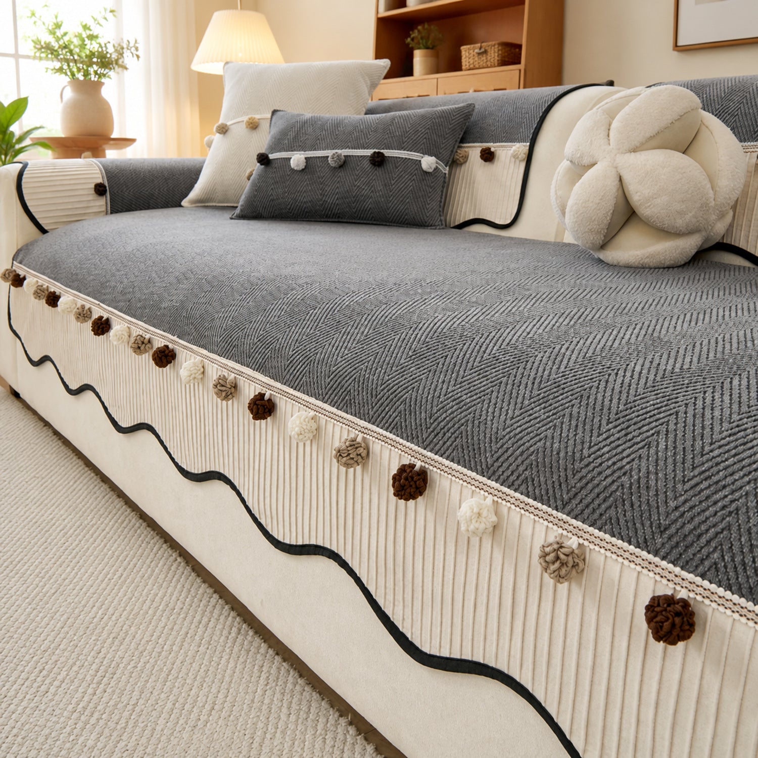 Bobble Weave Chenille Sofa Cover | Non-Slip & Machine Washable