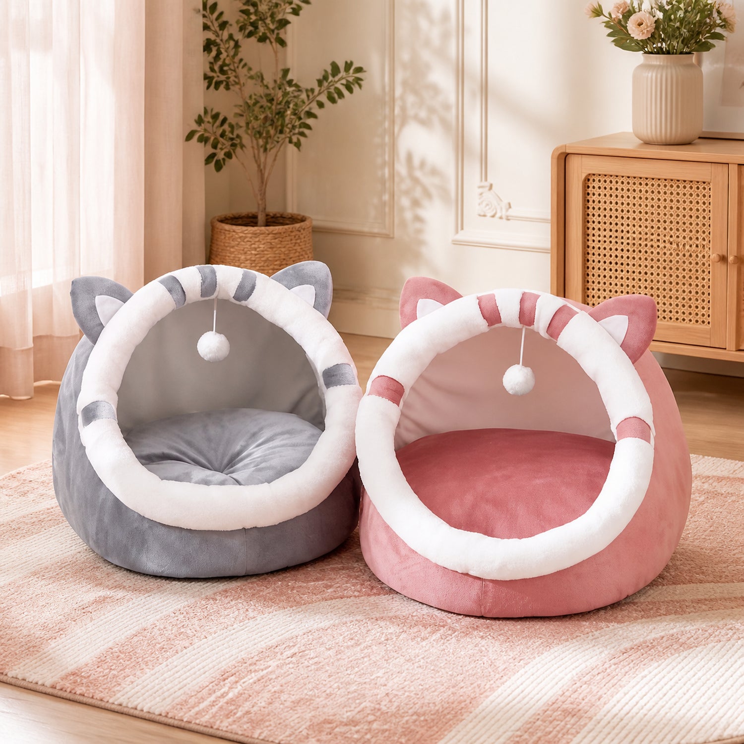 Foldable Cat House | Washable Enclosed Bed | Anti-Slip Base