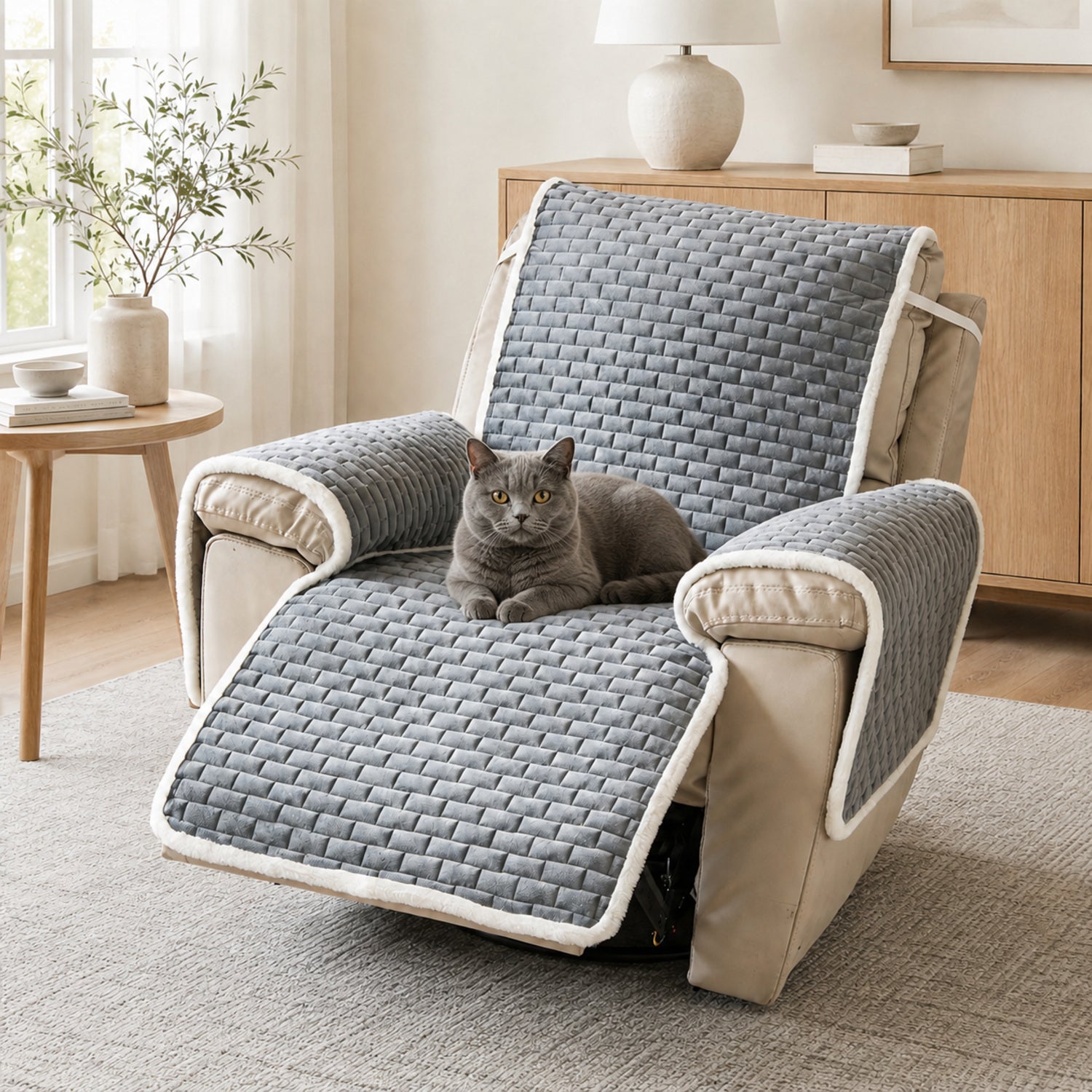 Recliner Chair Protector | Scratch-Resistant Cover with Elastic Straps