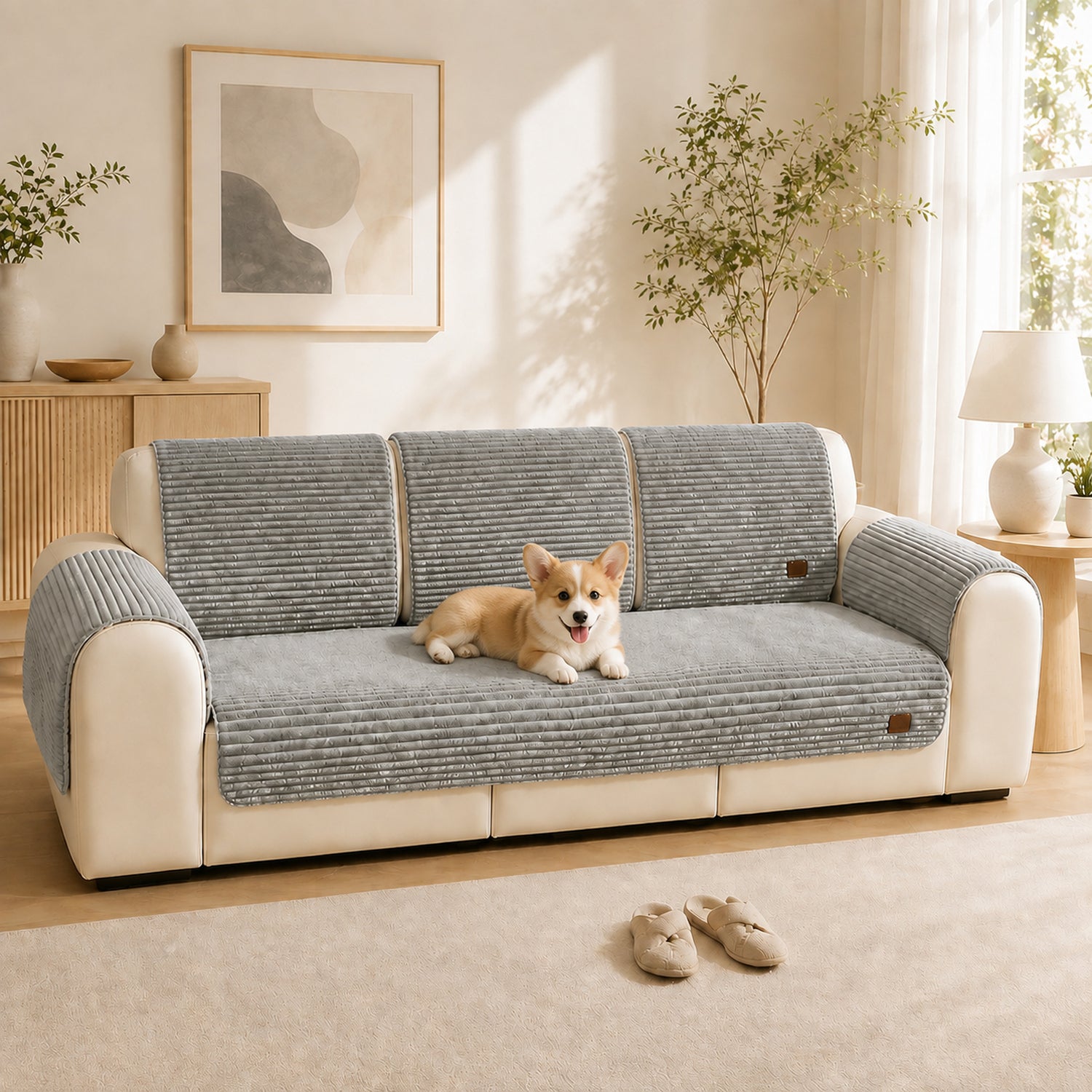 Furry Plush Sofa Protector | Soft Non-Slip Machine-Washable Cover for Pet Homes