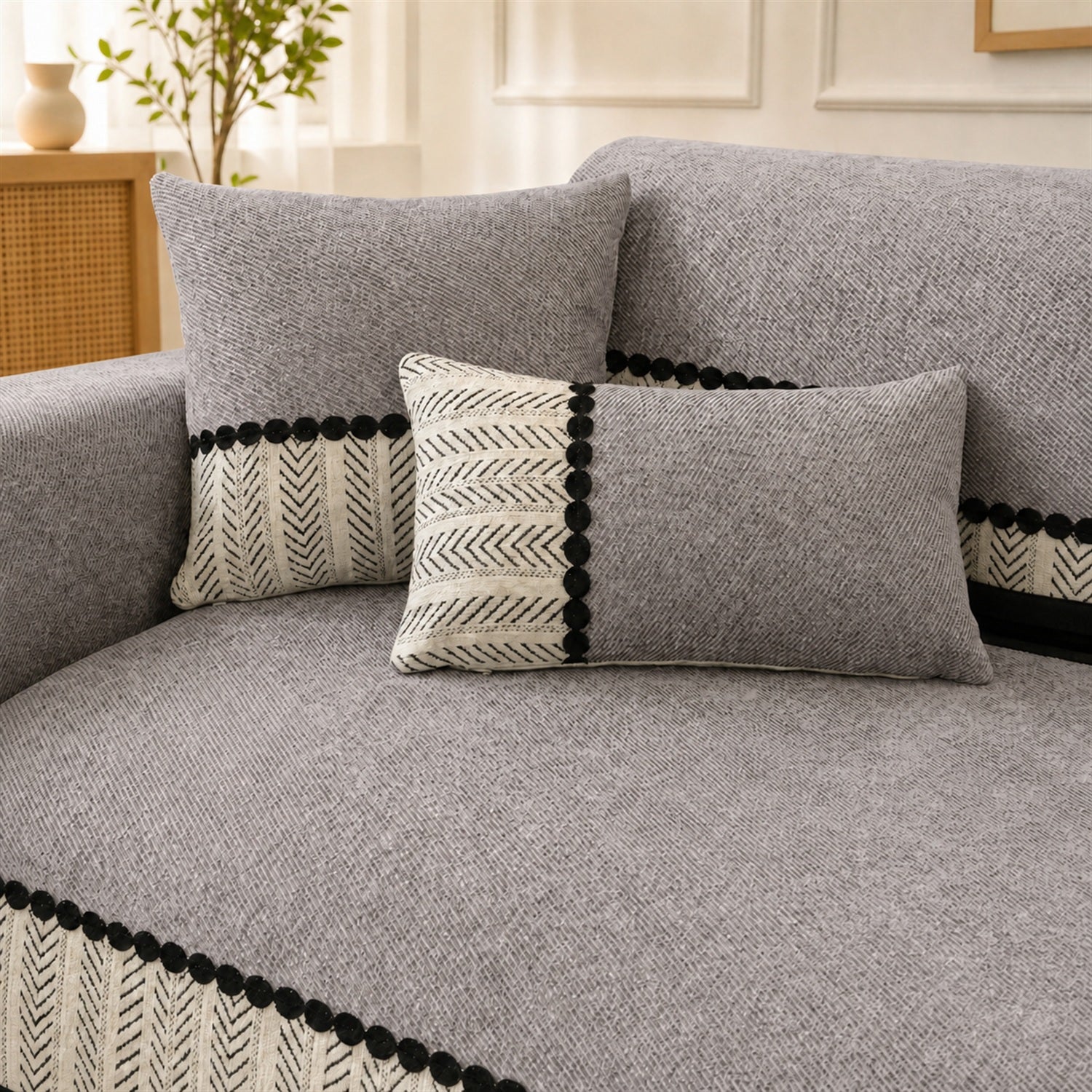 Herringbone Sofa Protector | Chenille Non-Slip All-Season Cover