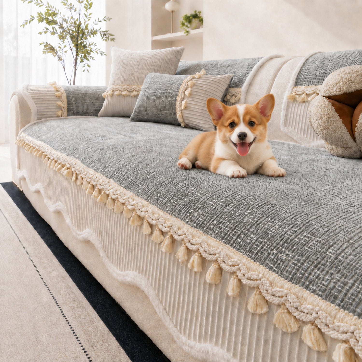 Tassel Weave Chenille Sofa Cover| Non-Slip Scratch-Resistant