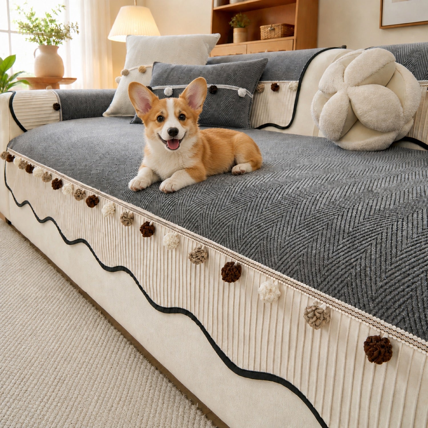 Bobble Weave Chenille Sofa Cover | Non-Slip & Machine Washable