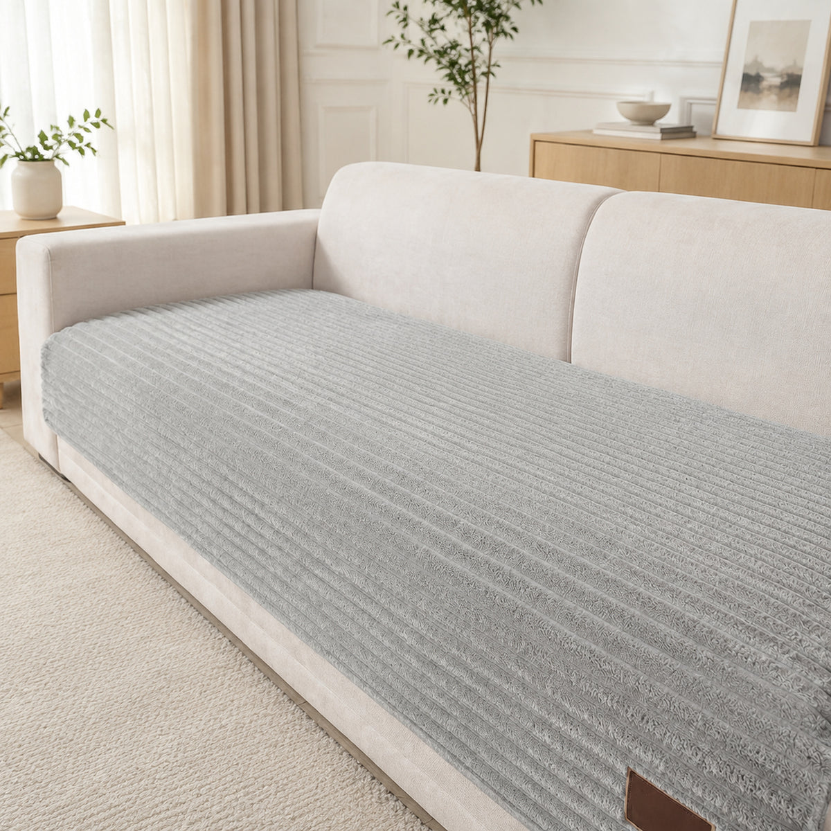 Furry Plush Sofa Protector | Soft Non-Slip Machine-Washable Cover for Pet Homes