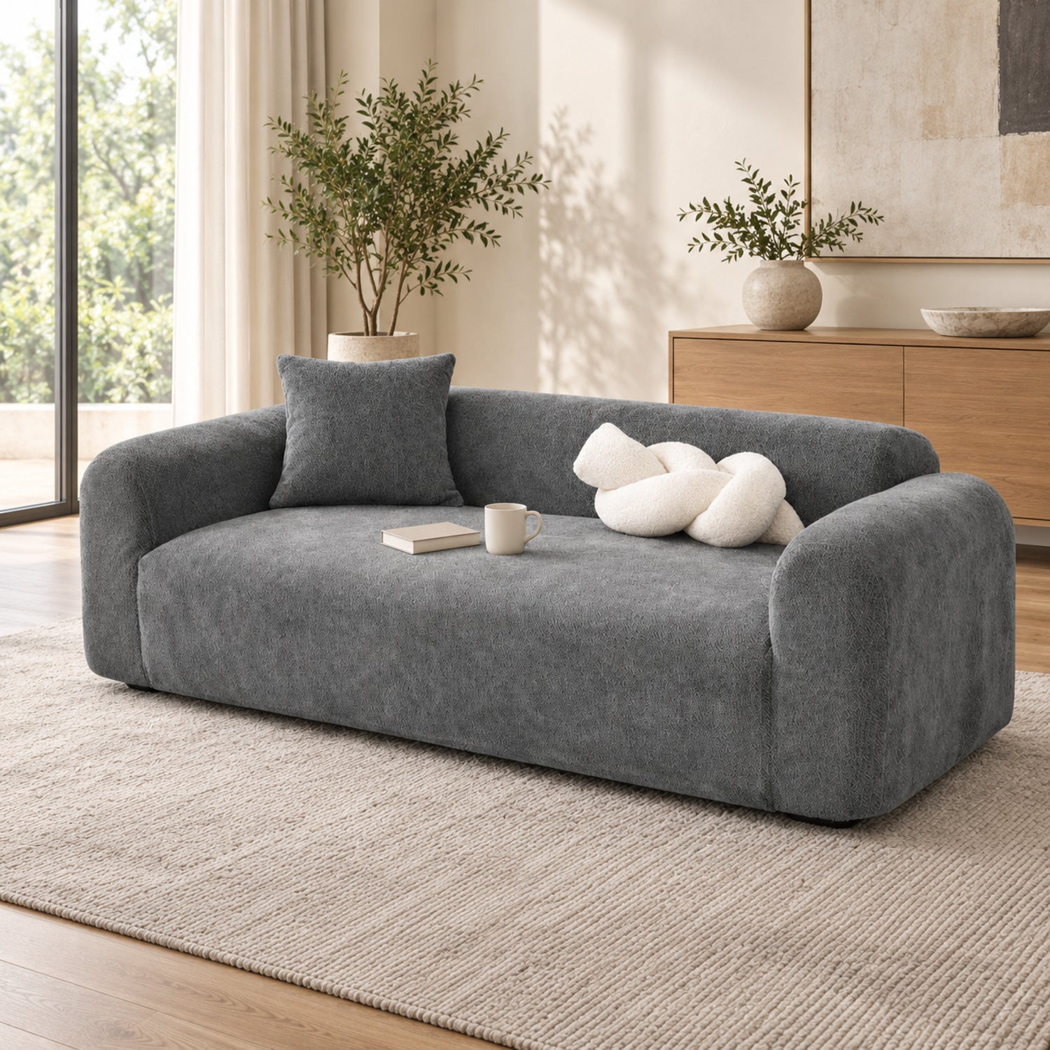 Herringbone Chenille Stretch Sofa Cover | Full-Coverage Scratch-Resistant Pet Protector