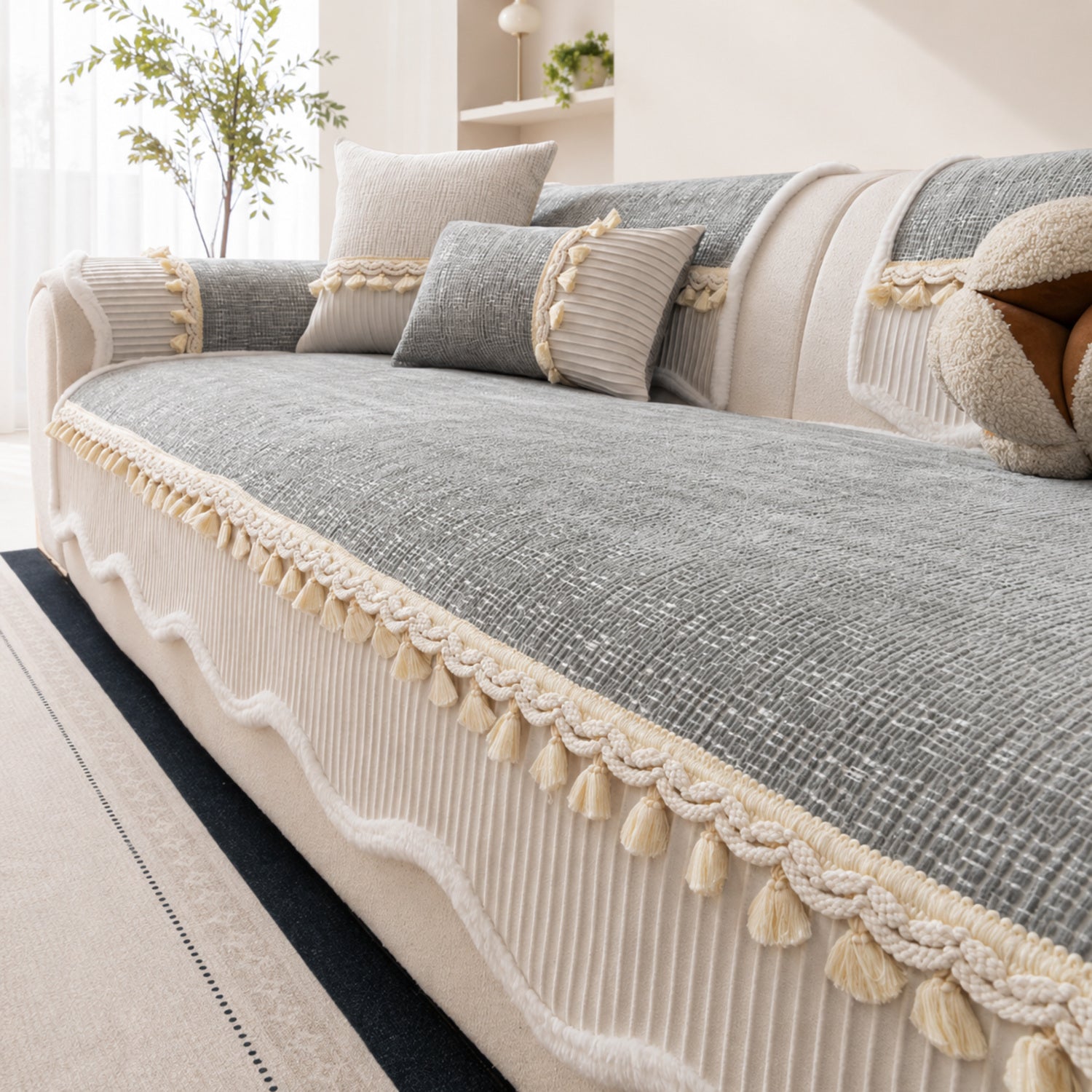 Tassel Weave Chenille Sofa Cover| Non-Slip Scratch-Resistant