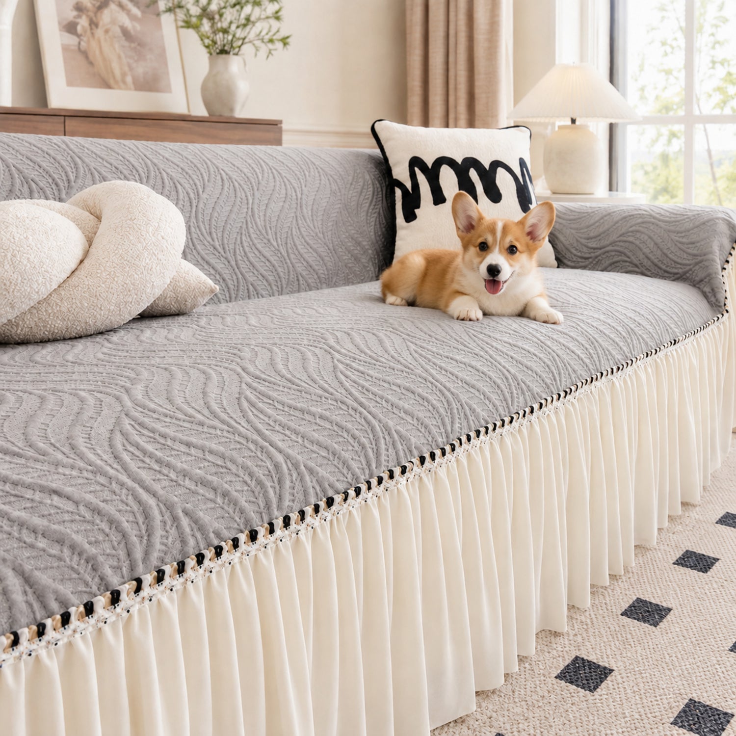 Ripple Weave Sofa Throw | All-Season Anti-Scratch Machine-Washable