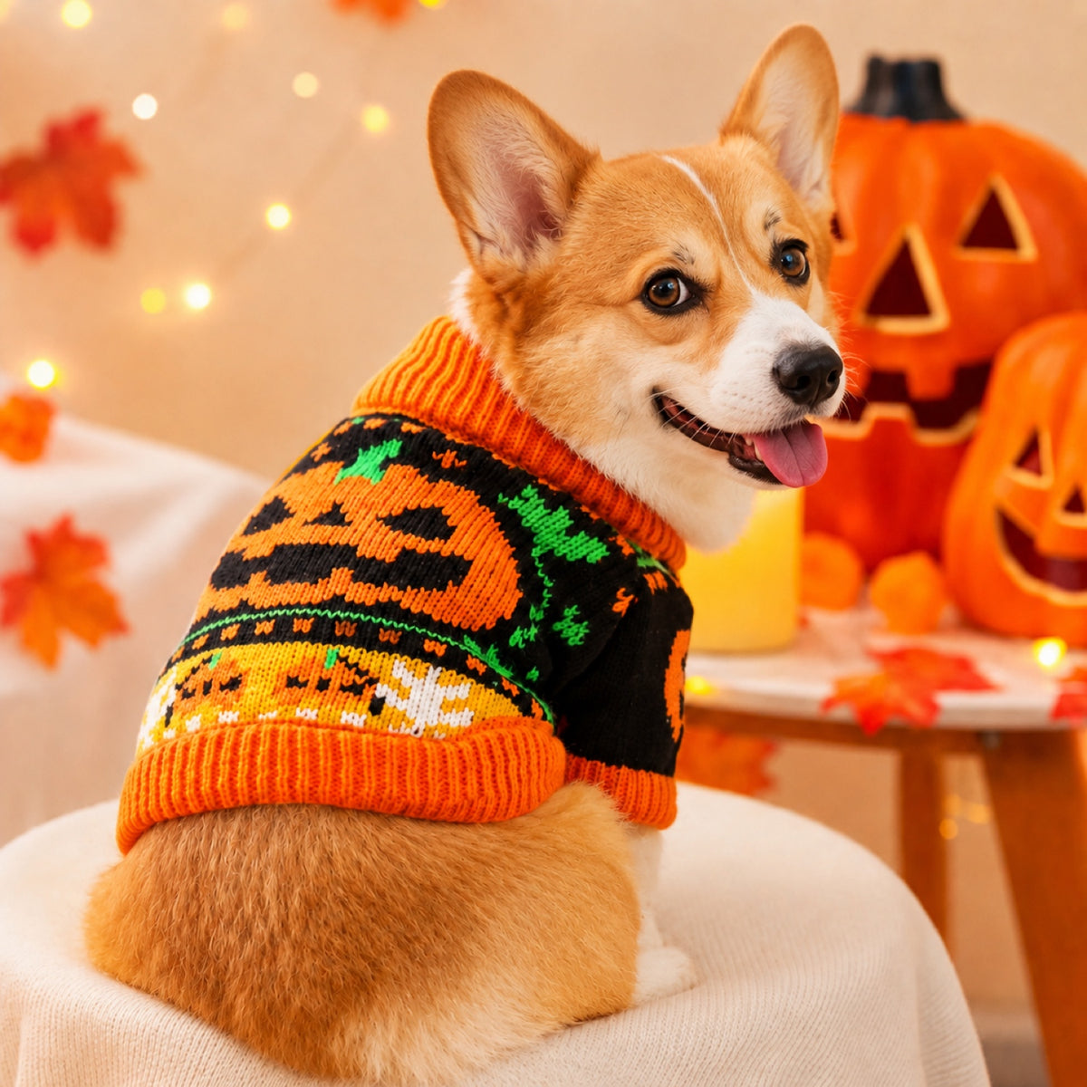 Pumpkin Patch Pet Jumper | Knitted Halloween Sweater for Dogs & Cats