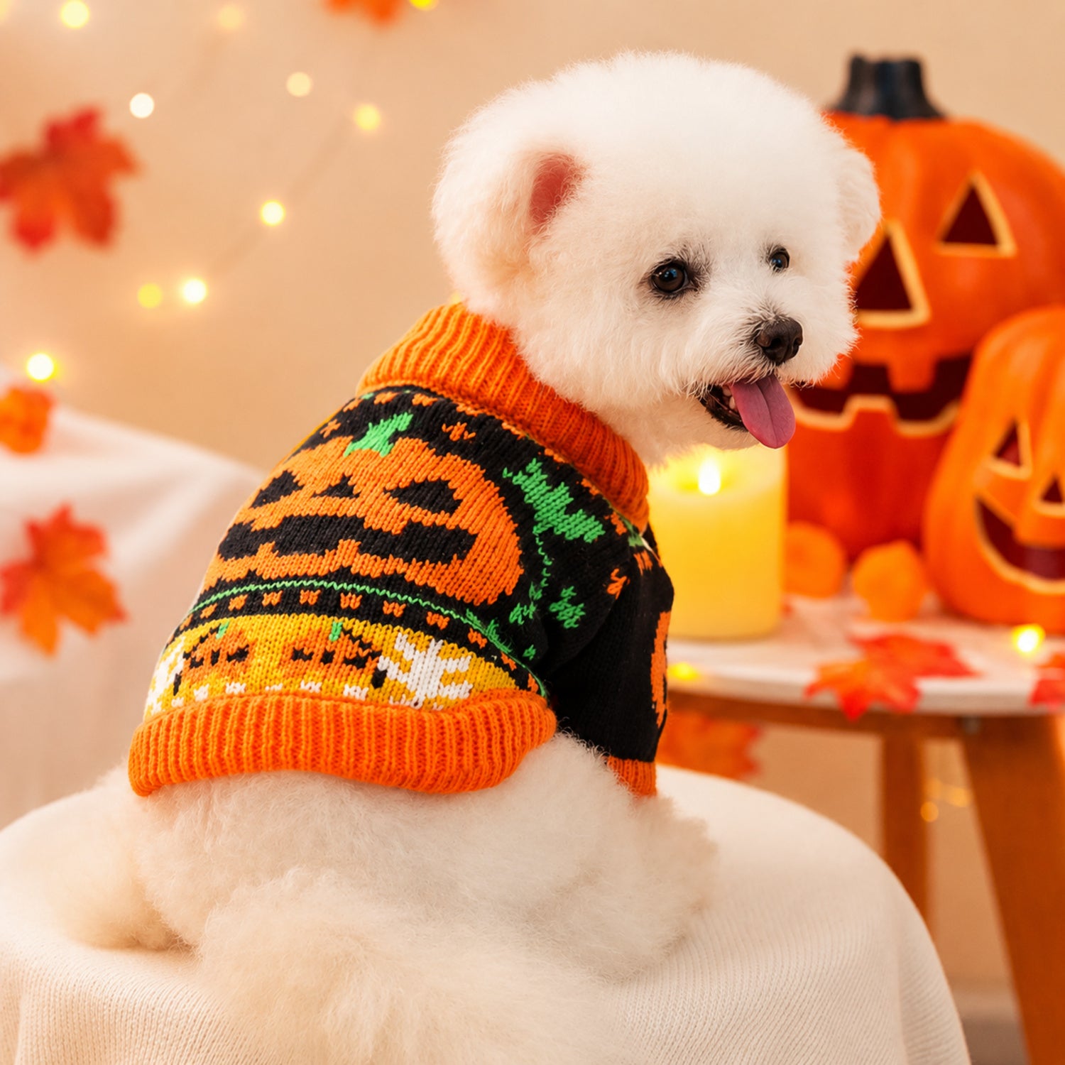 Pumpkin Patch Pet Jumper | Knitted Halloween Sweater for Dogs & Cats