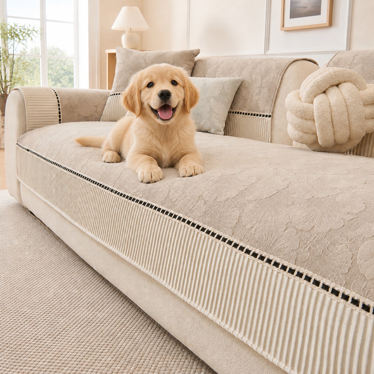 Blossom Jacquard Sofa Protector | Chenille Non-Slip Washable All-Season Cover