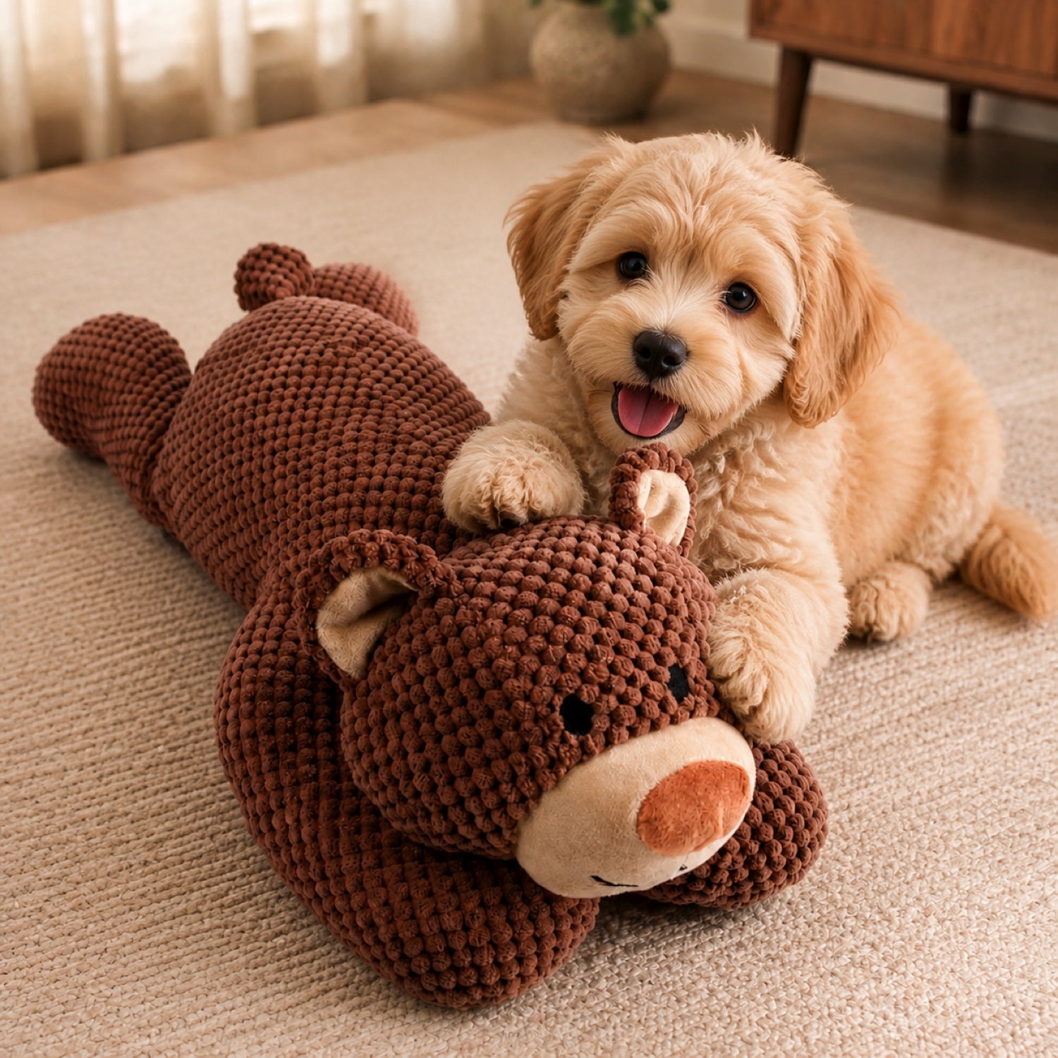 Teddy Bear Squeaky Pet Toy | Soft Plush Design for Dogs & Cats