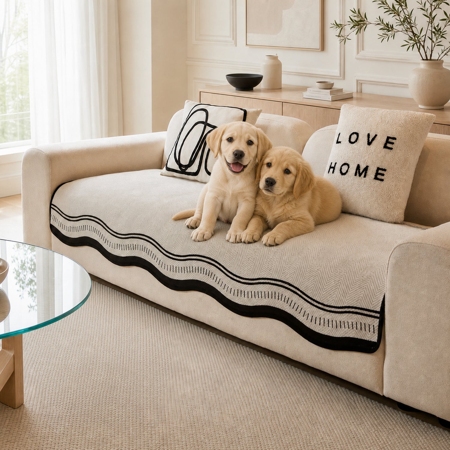 Modern Wavy Sofa Cover |  Non-Slip Scratch-Resistant | All Season Washable