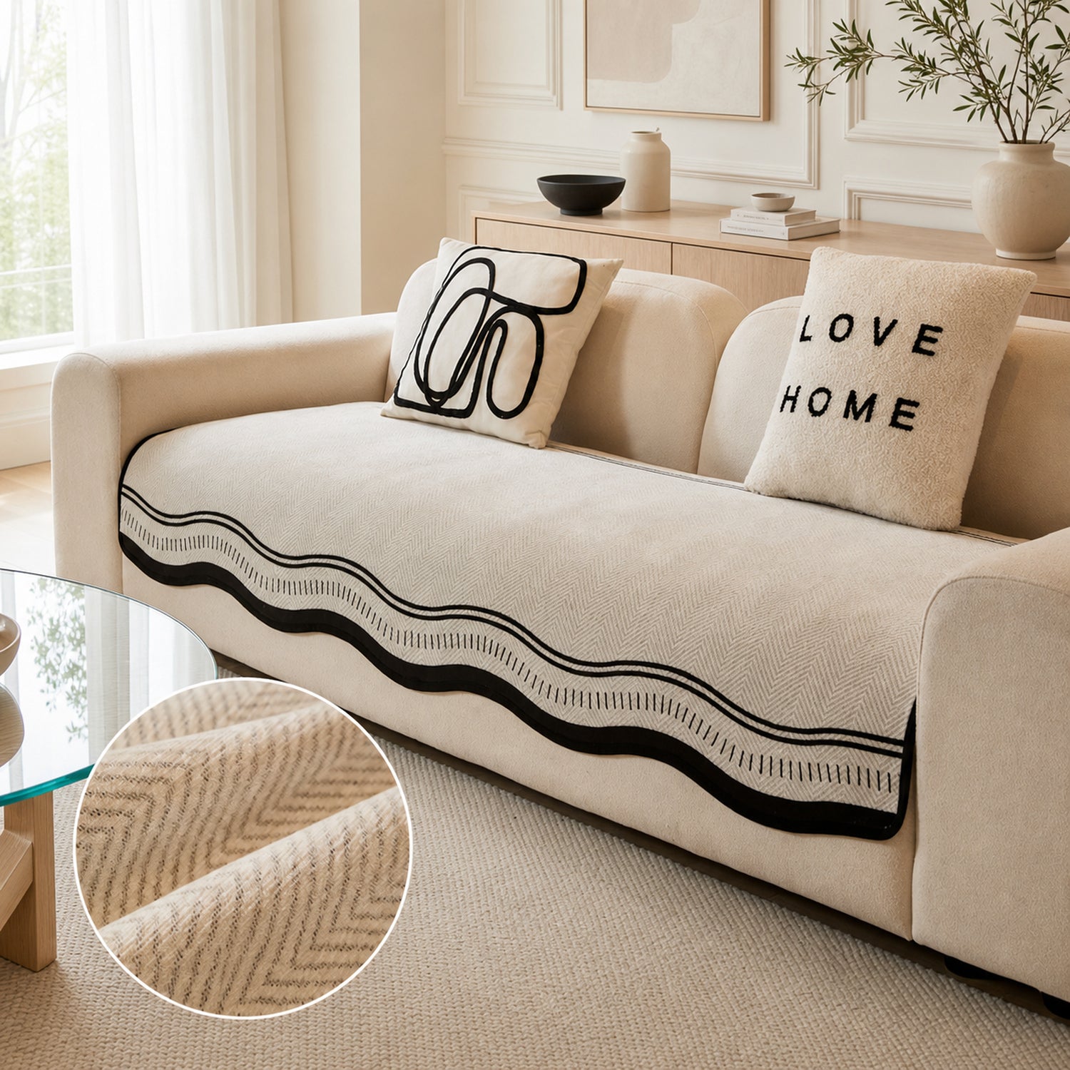 Modern Wavy Sofa Cover |  Non-Slip Scratch-Resistant | All Season Washable