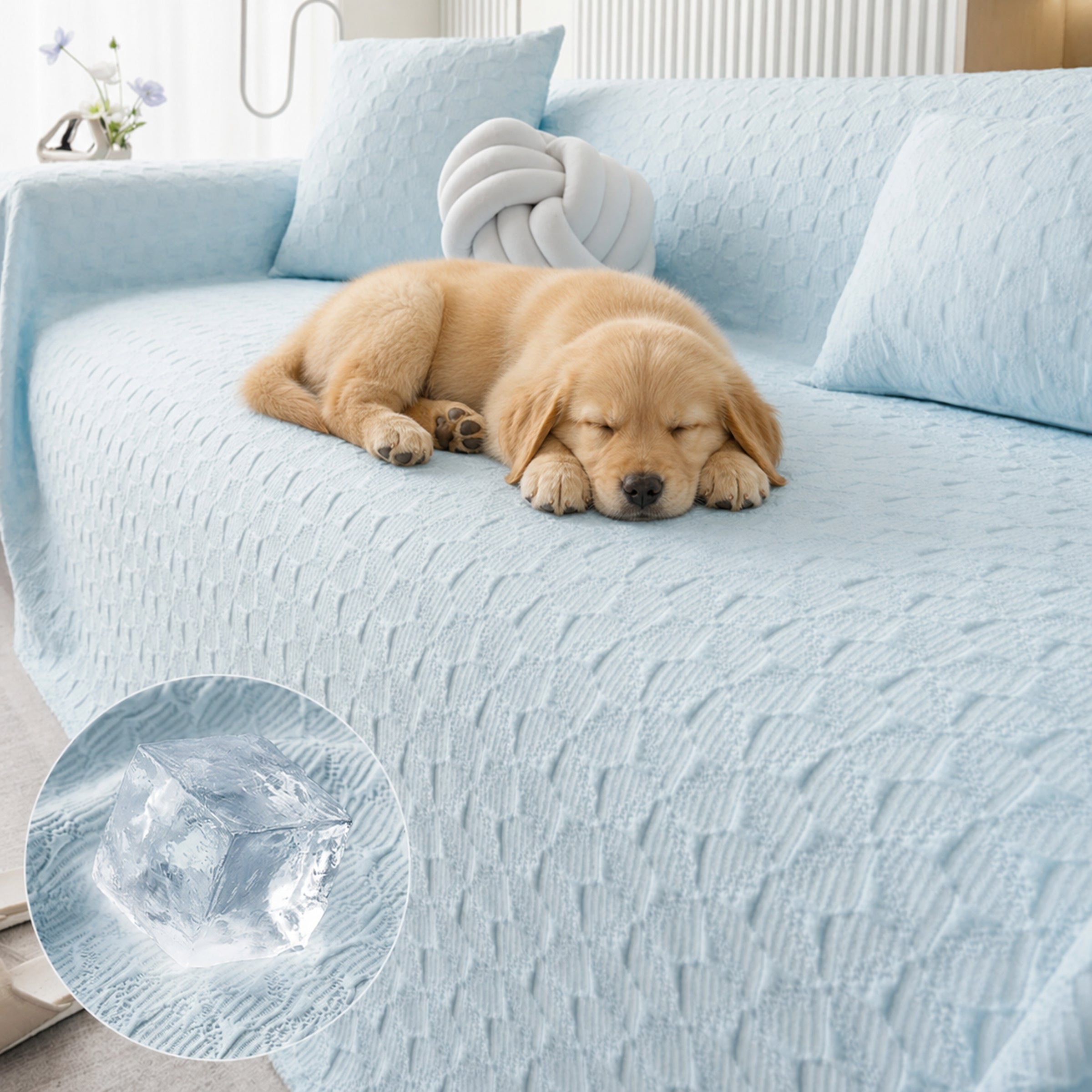 Textured Cooling Sofa Cover | Ice Silk Breathable Couch Throw
