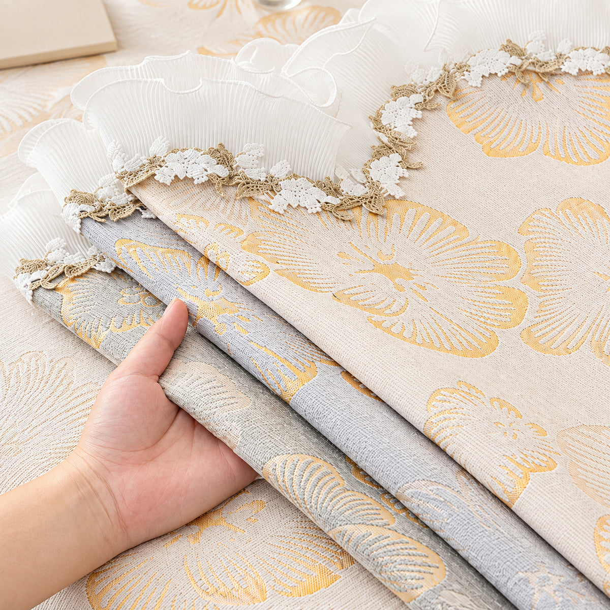 Chenille Sofa Cover | Non-Slip Sofa Protector | Golden Blossom | Machine Washable