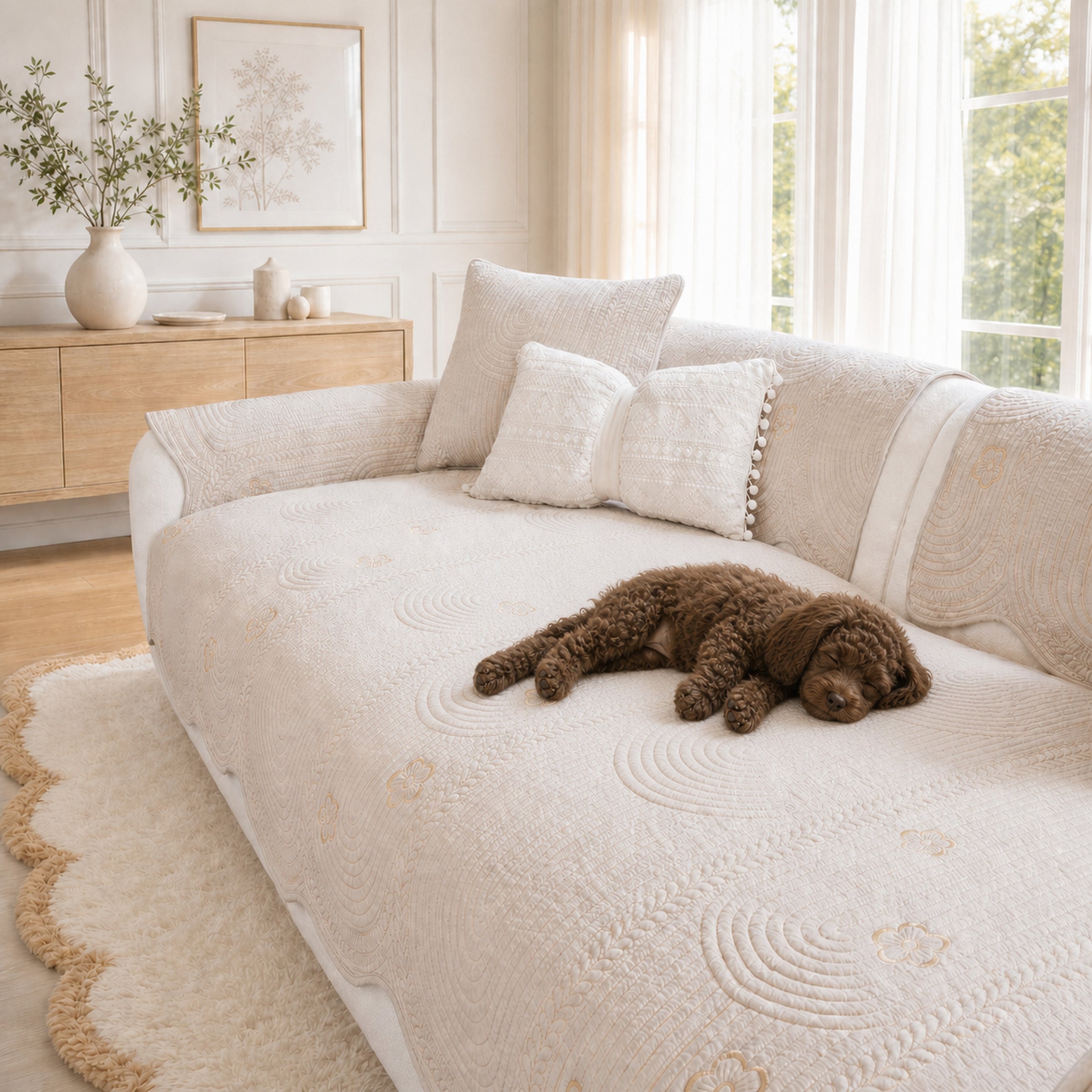 Floral Cotton Sofa Cover | Breathable Anti-Slip All-Season | Sofa Protector