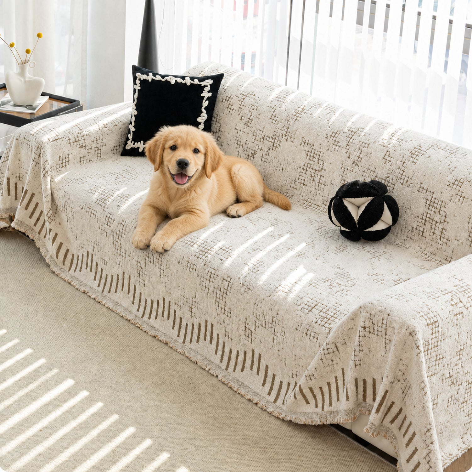 Piano Key Sofa Throw | Thick Winter Sofa Protector | Machine Washable