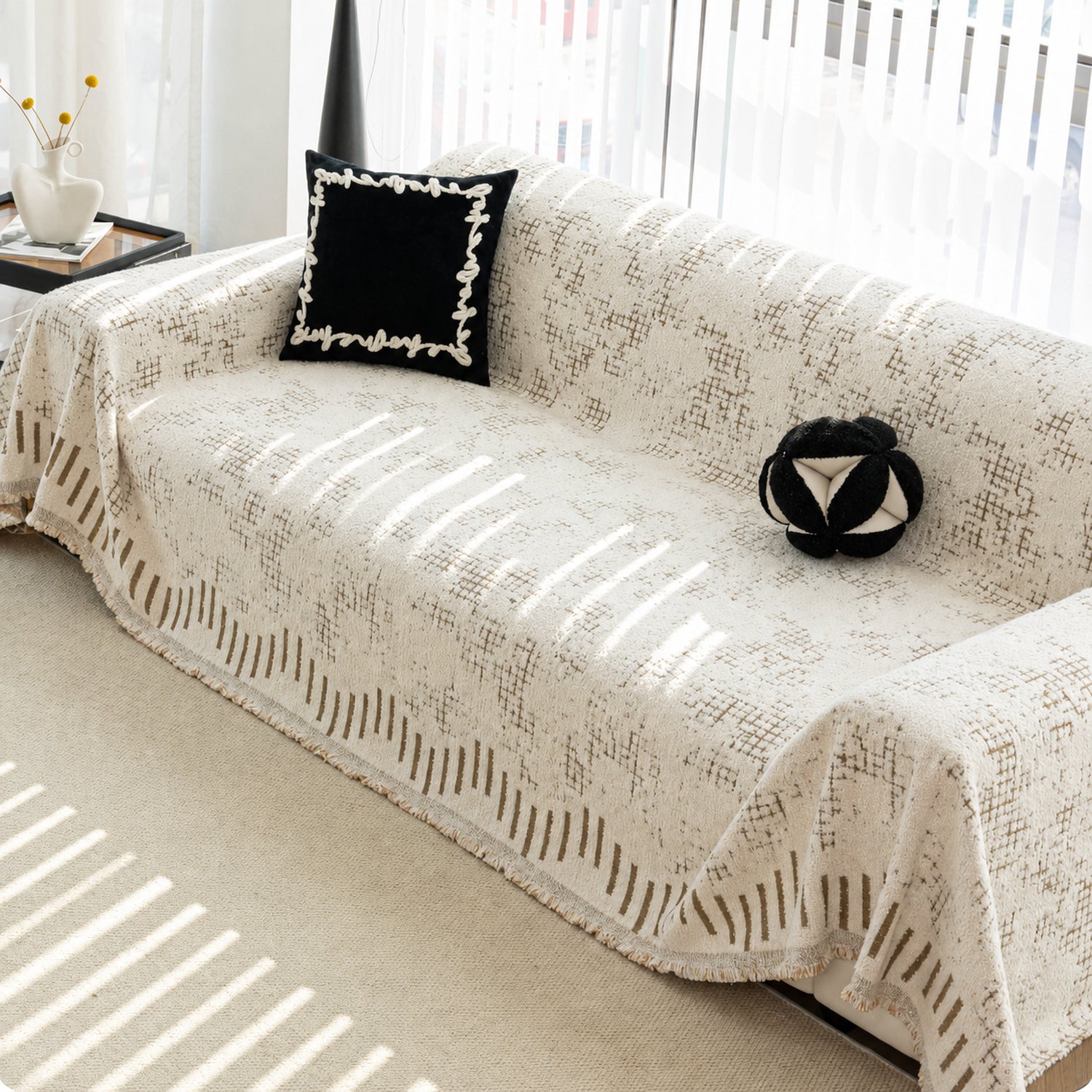 Piano Key Sofa Throw | Thick Winter Sofa Protector | Machine Washable