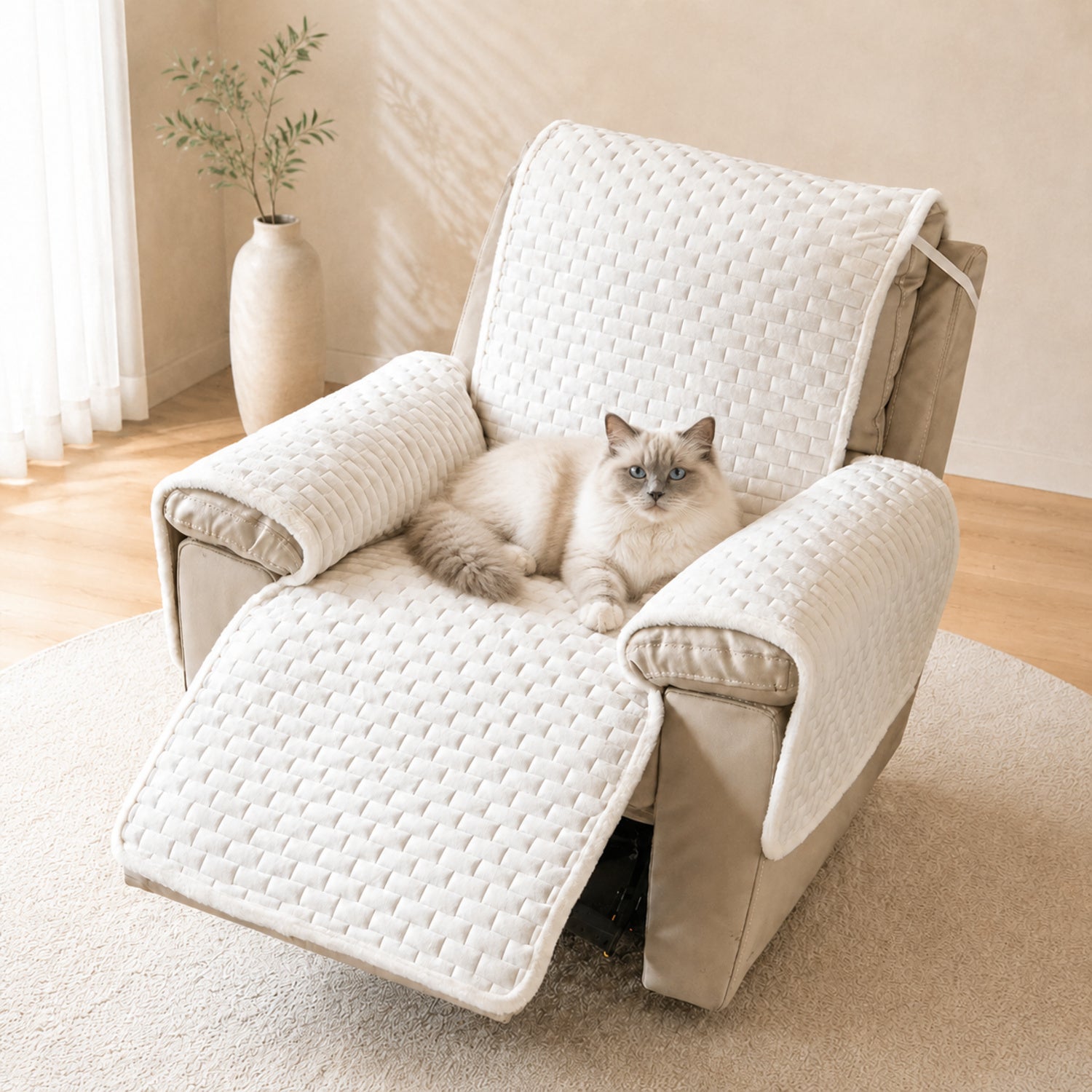 Recliner Chair Protector | Scratch-Resistant Cover with Elastic Straps