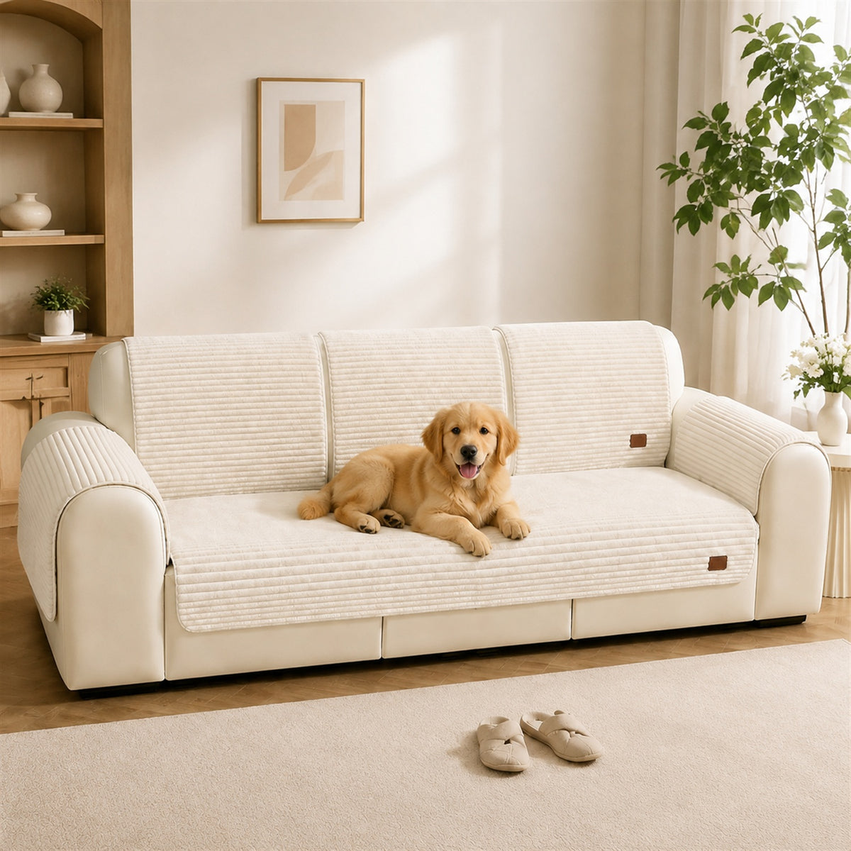 Furry Plush Sofa Protector | Soft Non-Slip Machine-Washable Cover for Pet Homes