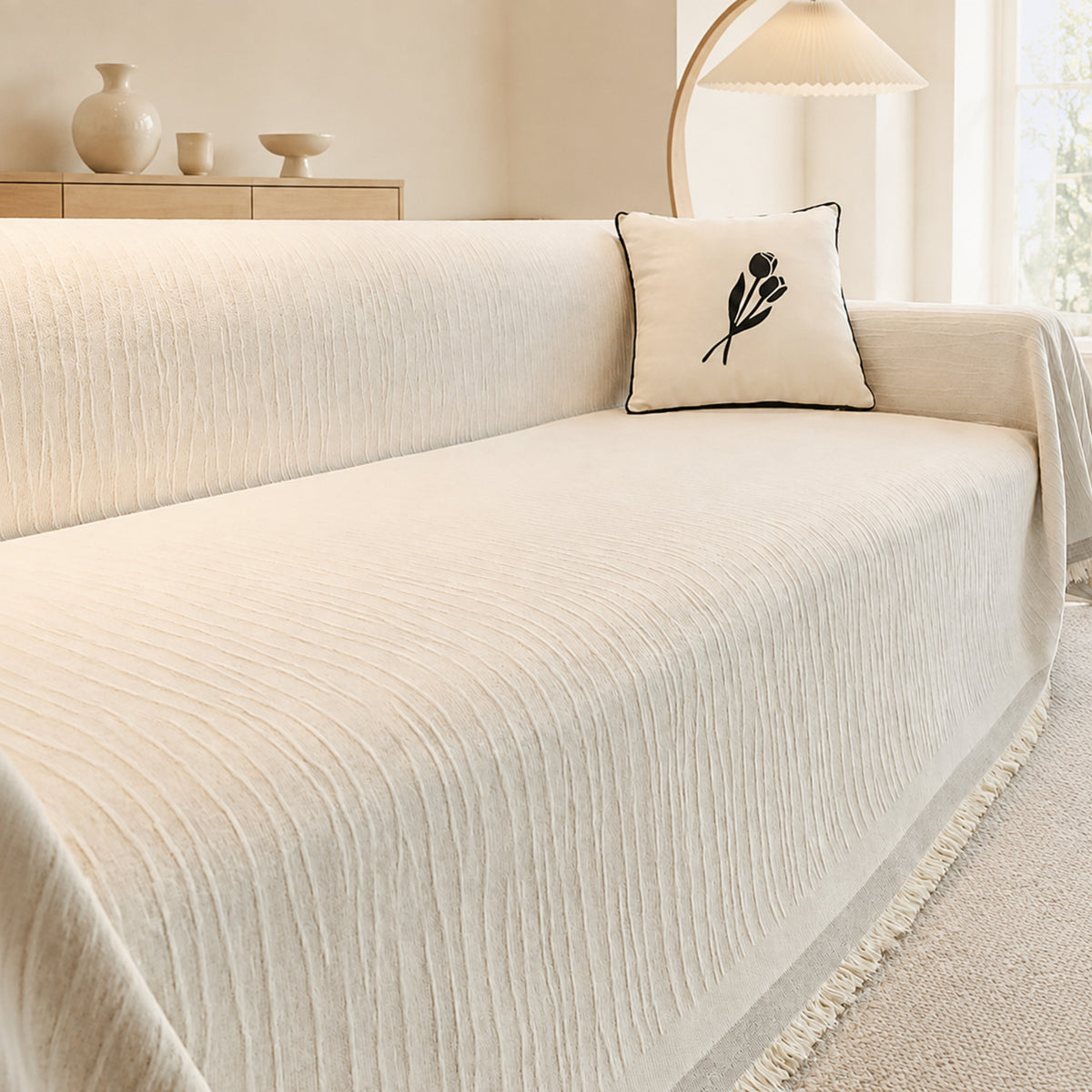 Textured Chenille Sofa Throw | Scratch-Resistant Machine-Washable Sofa Protector