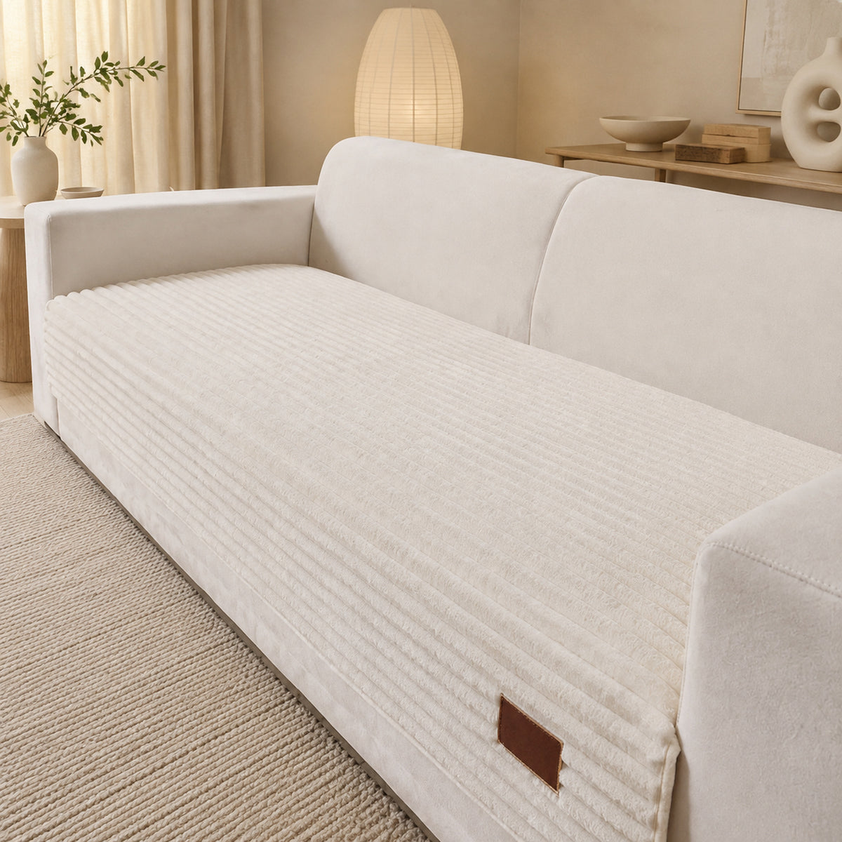 Furry Plush Sofa Protector | Soft Non-Slip Machine-Washable Cover for Pet Homes