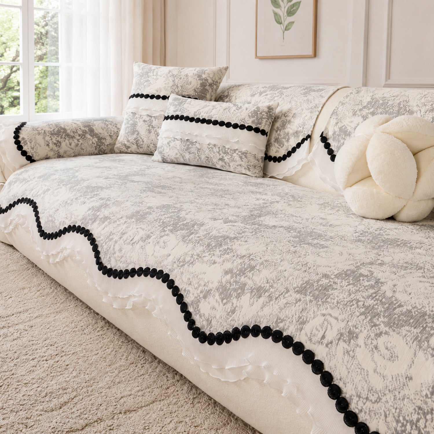 Vintage Bobble Sofa Cover | Non-Slip Machine-Washable | All Season