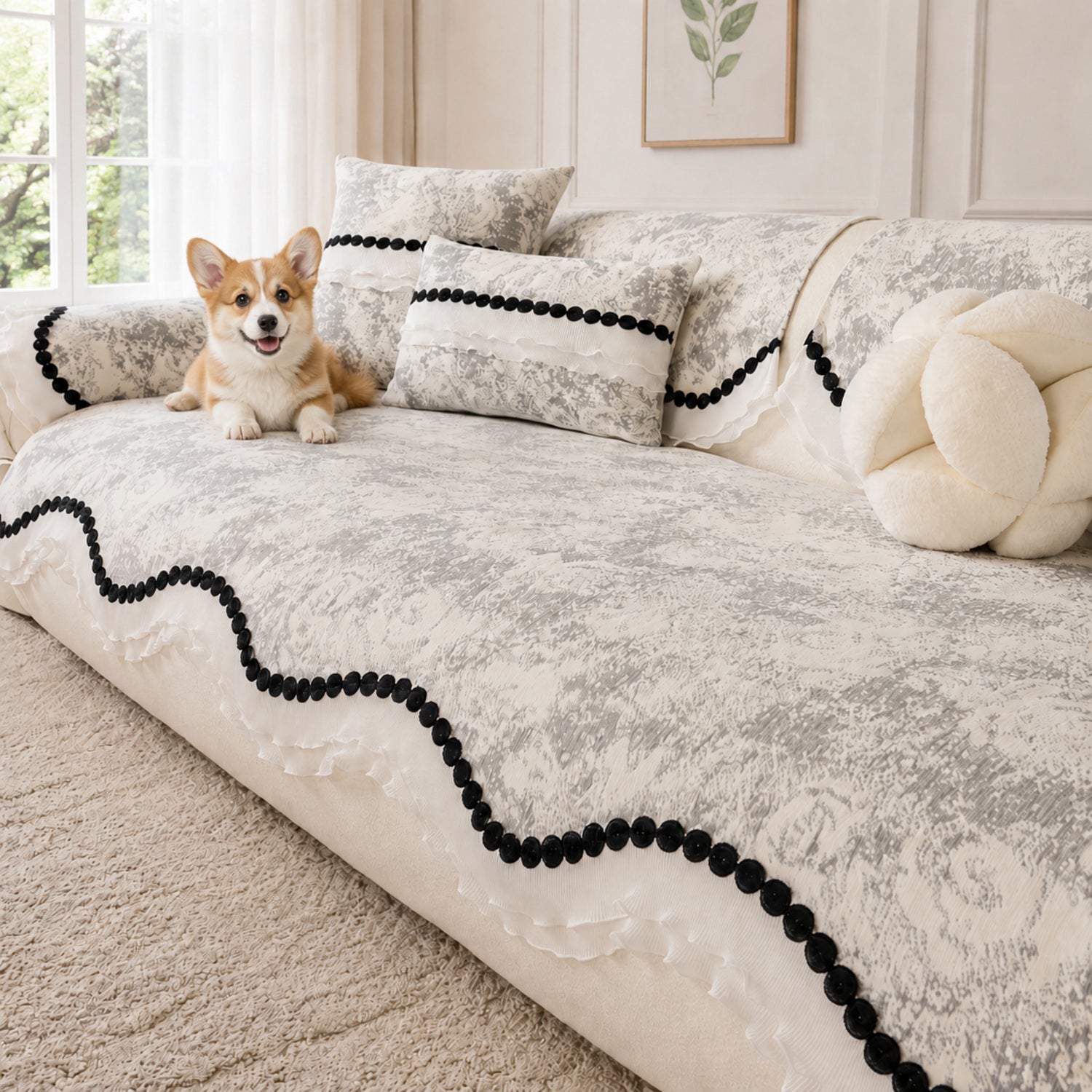 Vintage Bobble Sofa Cover | Non-Slip Machine-Washable | All Season