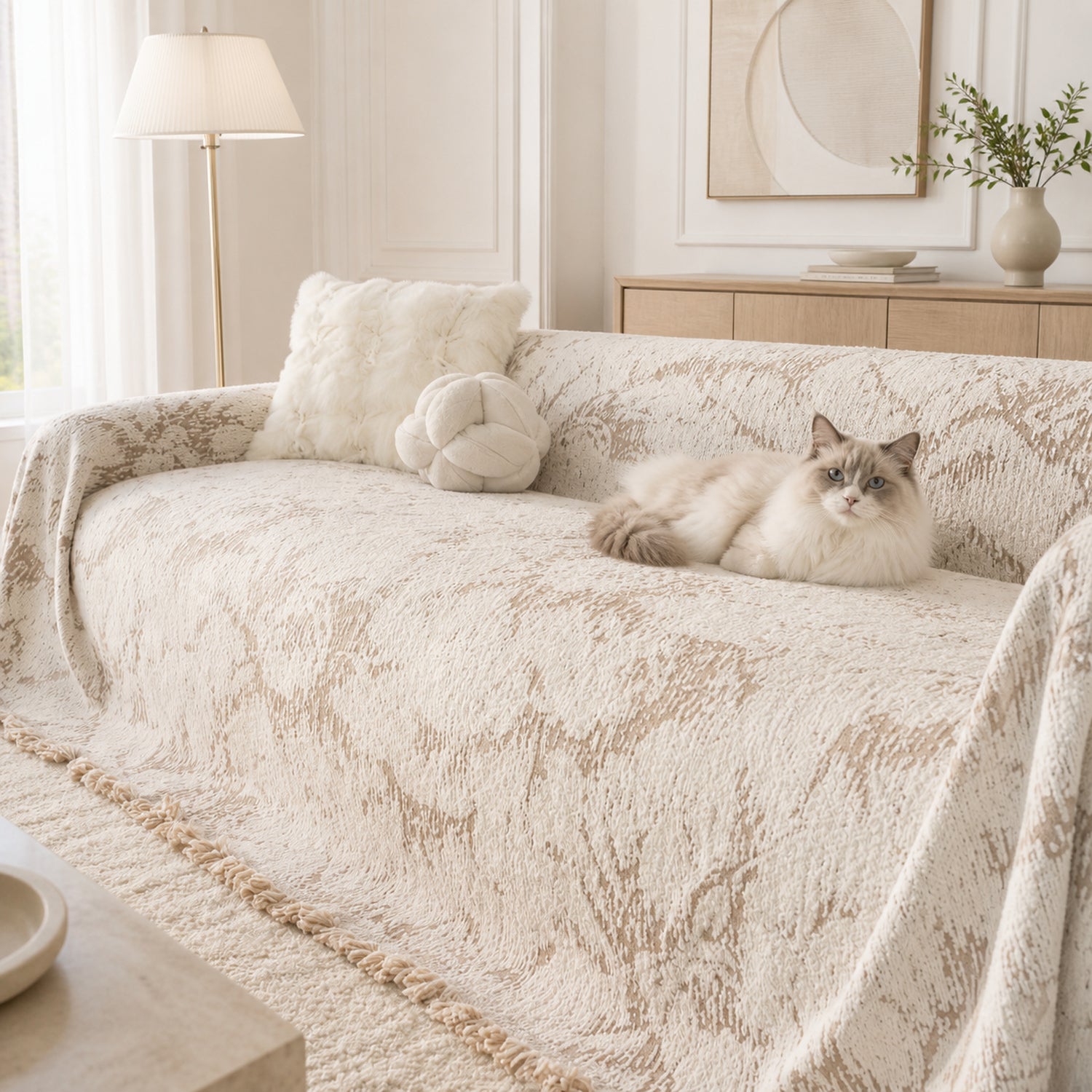 Cloudstone Sofa Throw | Soft Velour | Draping All-Season Sofa Protector