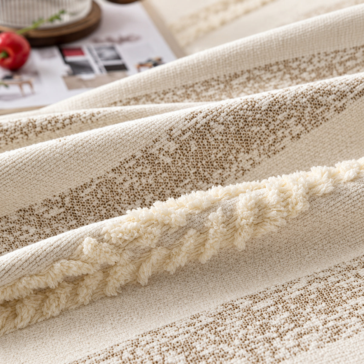Sofa Cover & Chenille Sofa Throw | Cable Stripe | Washable | For All Seasons